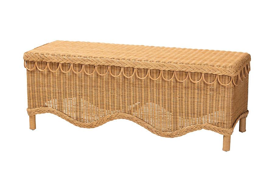 Bali & Pari Erla Bohemian Light Honey Rattan Accent Bench
