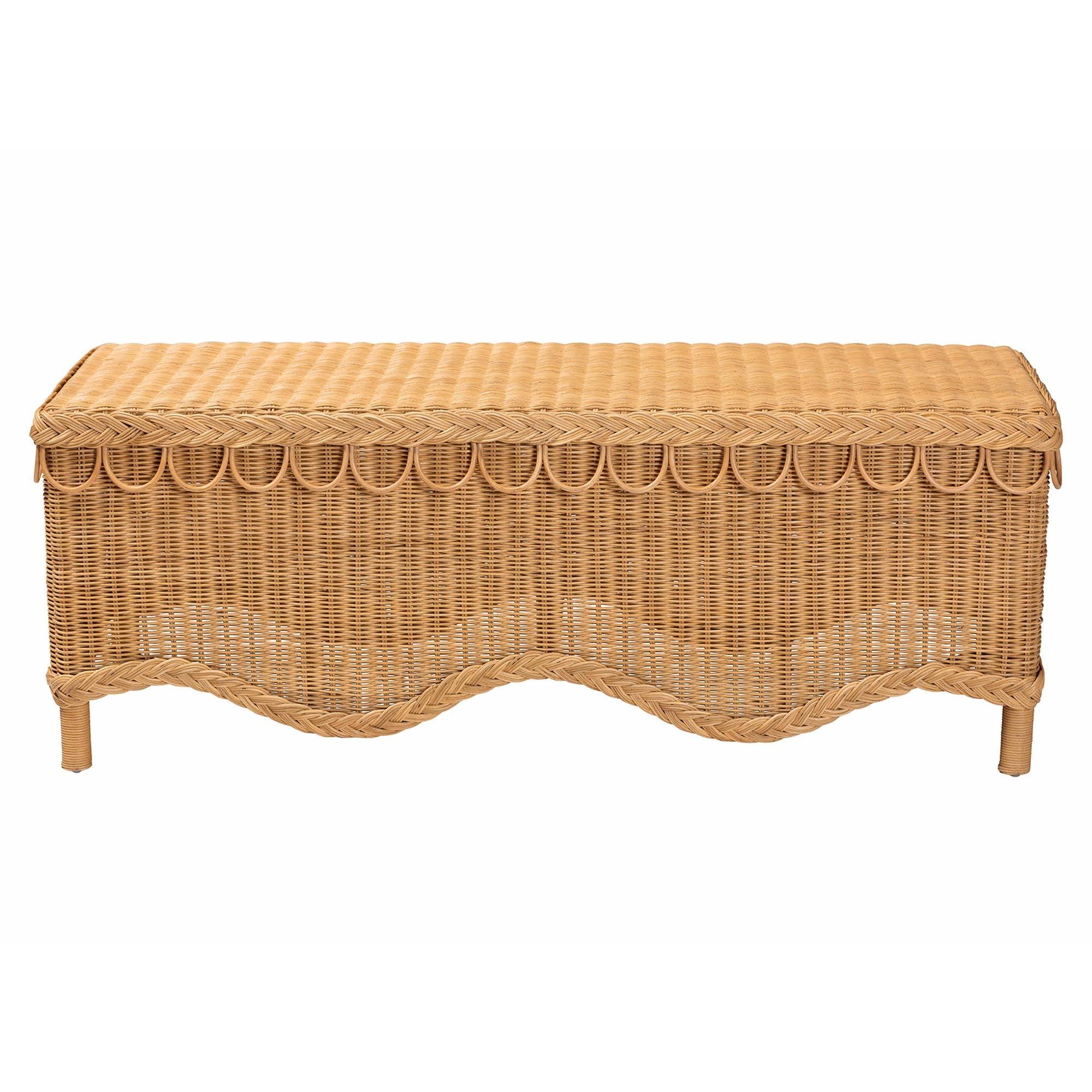Bali & Pari Erla Bohemian Light Honey Rattan Accent Bench