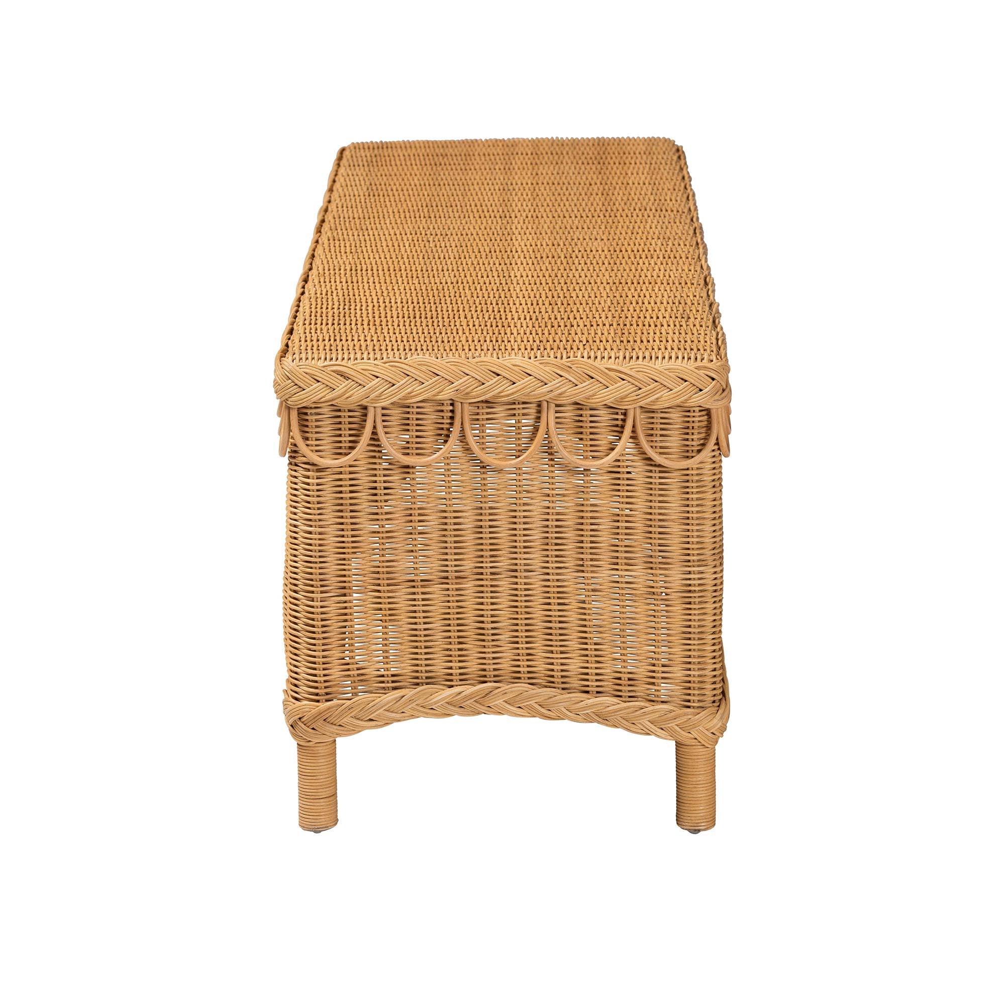 Bali & Pari Erla Bohemian Light Honey Rattan Accent Bench