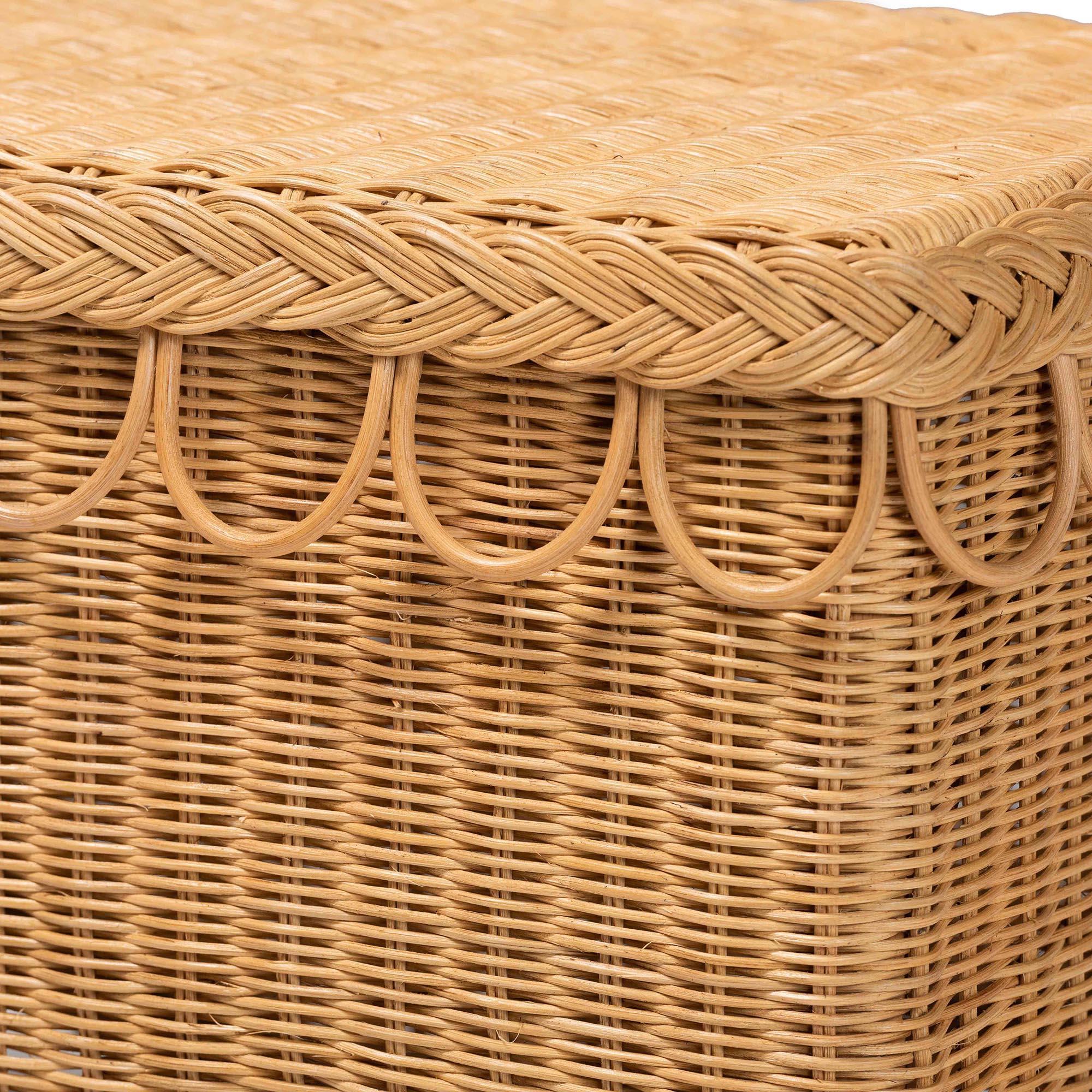 Bali & Pari Erla Bohemian Light Honey Rattan Accent Bench