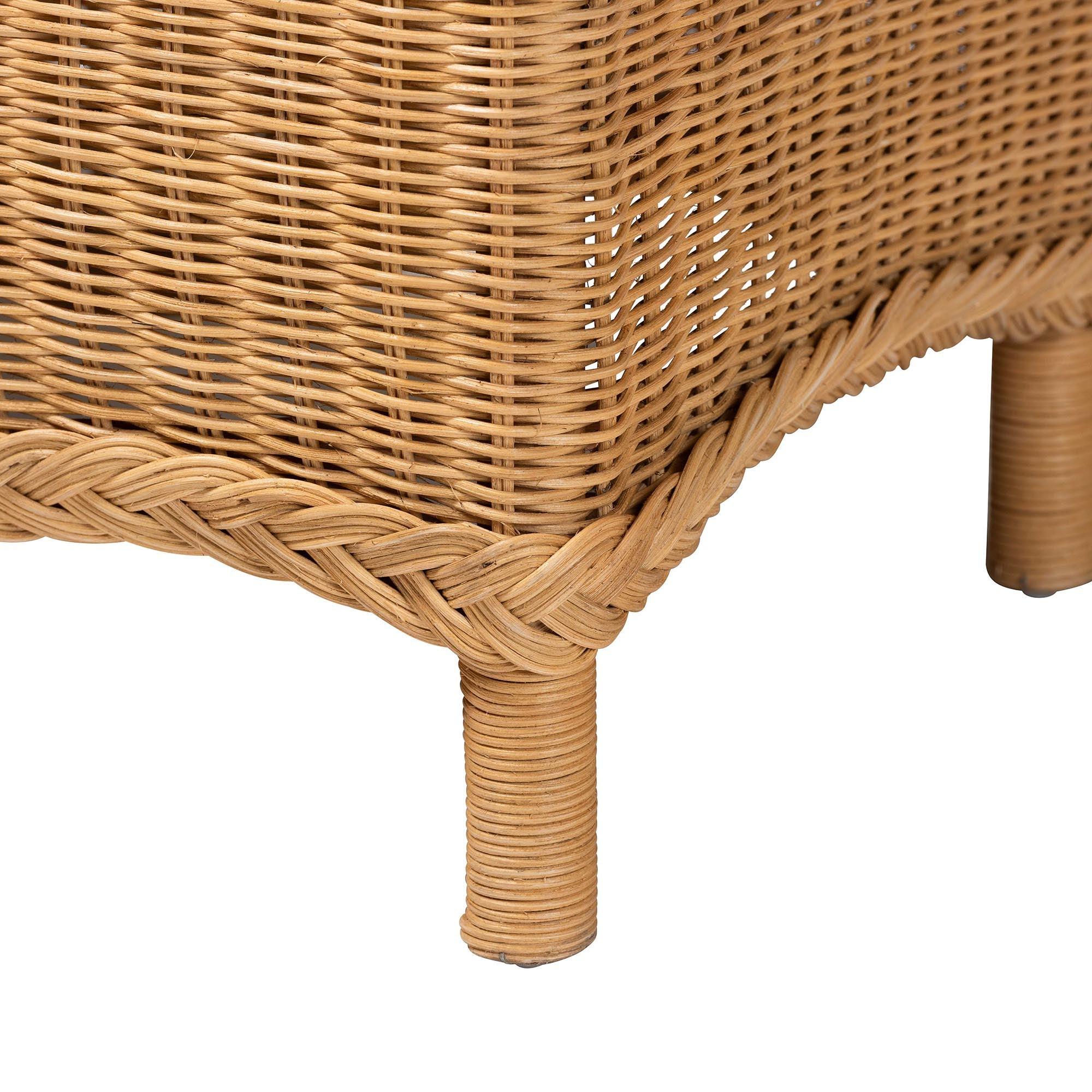 Bali & Pari Erla Bohemian Light Honey Rattan Accent Bench