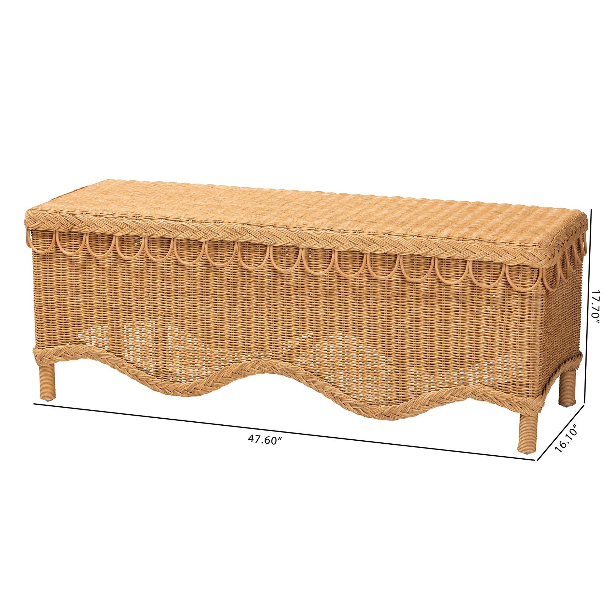 Bali & Pari Erla Bohemian Light Honey Rattan Accent Bench