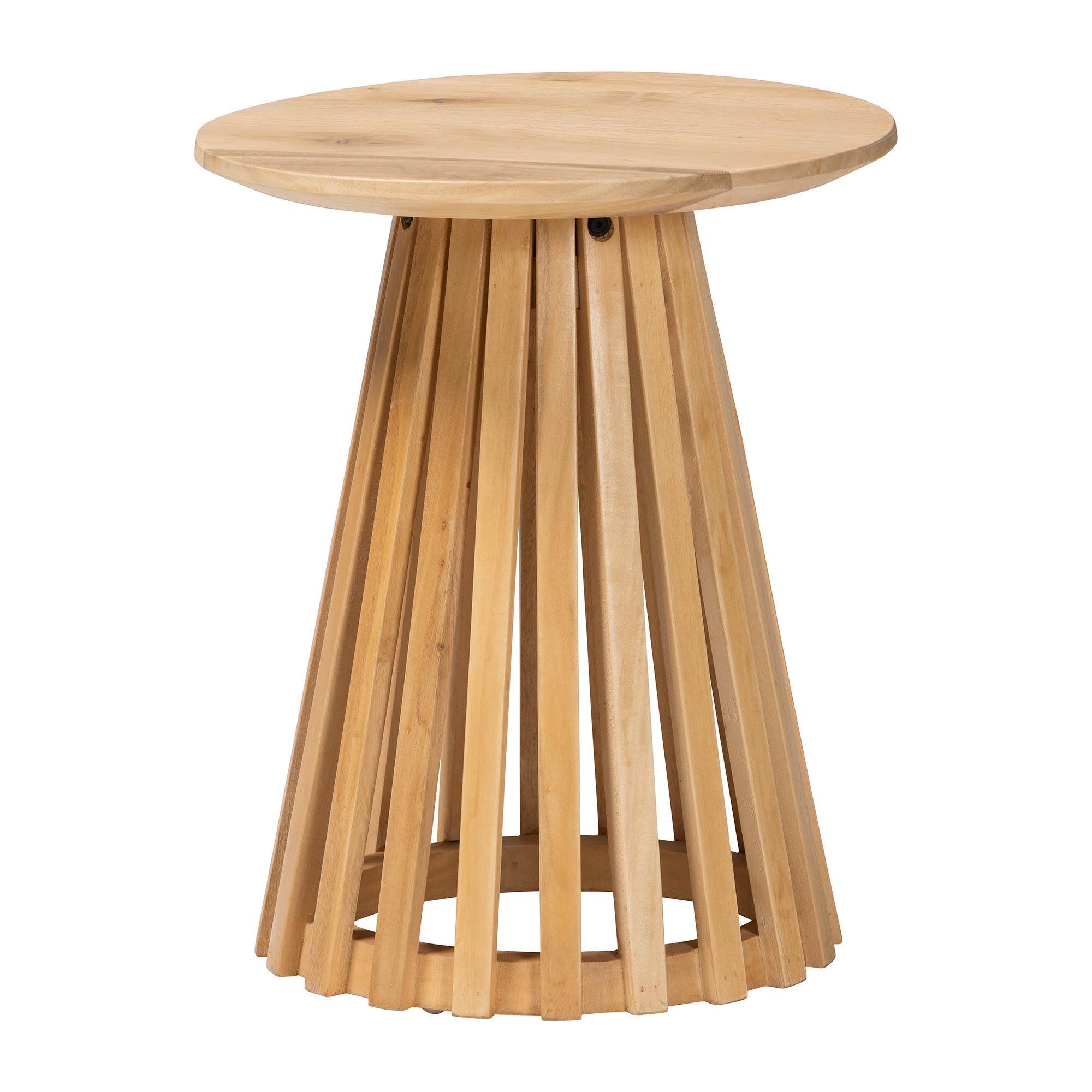 Bali & Pari Caribic Modern Slatted Acacia Wood End Table