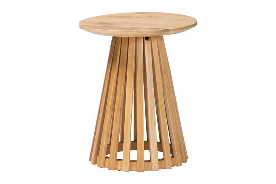 Bali & Pari Caribic Modern Slatted Acacia Wood End Table