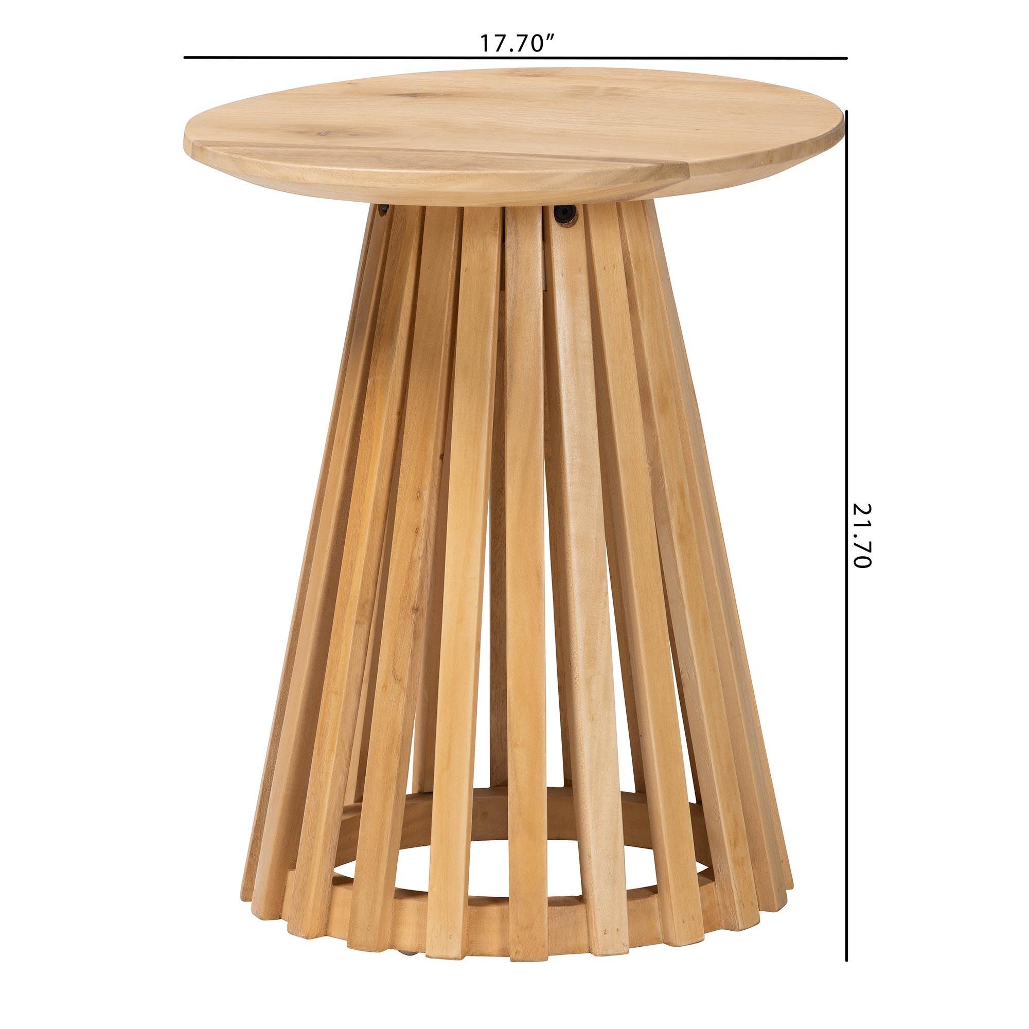 Bali & Pari Caribic Modern Slatted Acacia Wood End Table