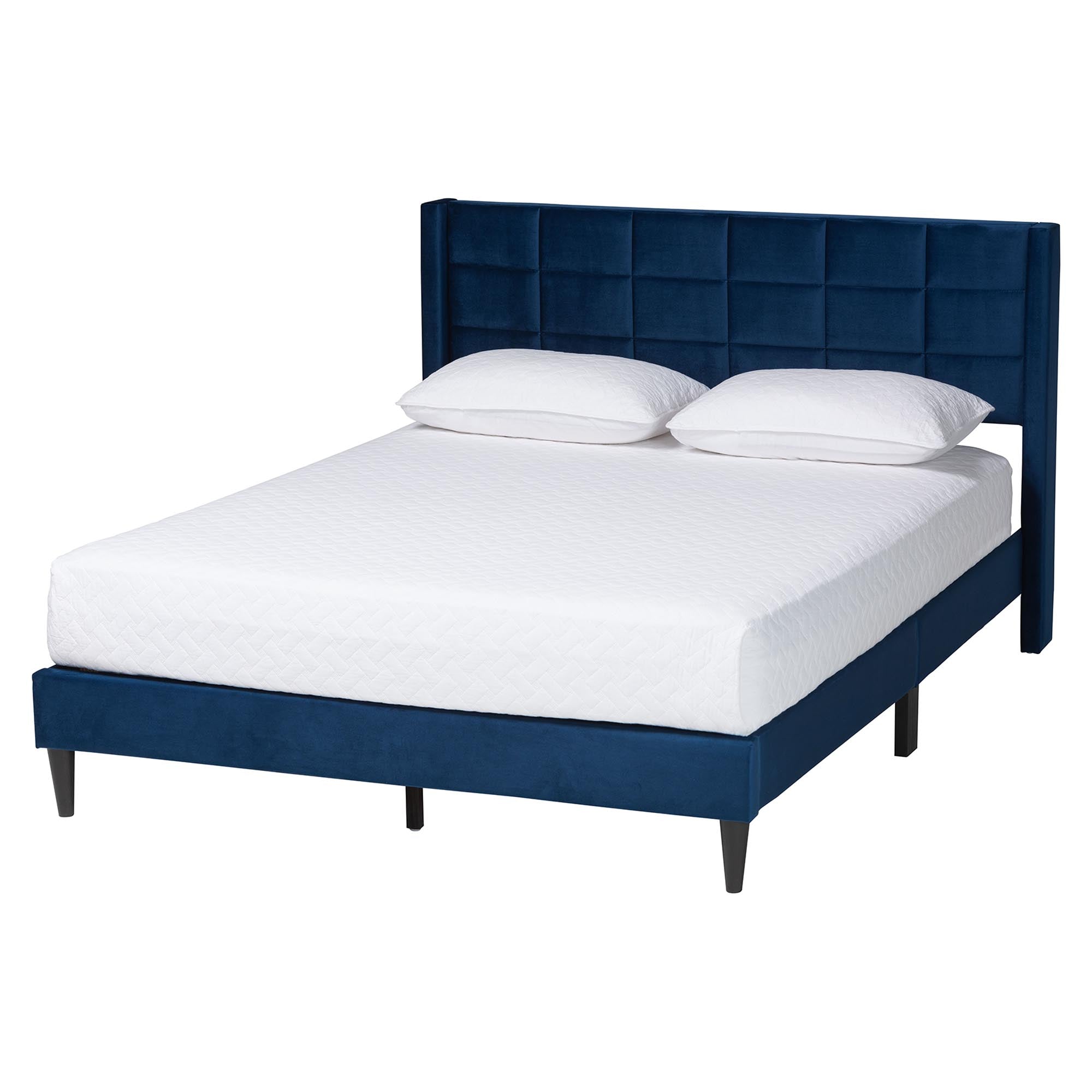 Payne Modern Glam Velvet and Wood Bed