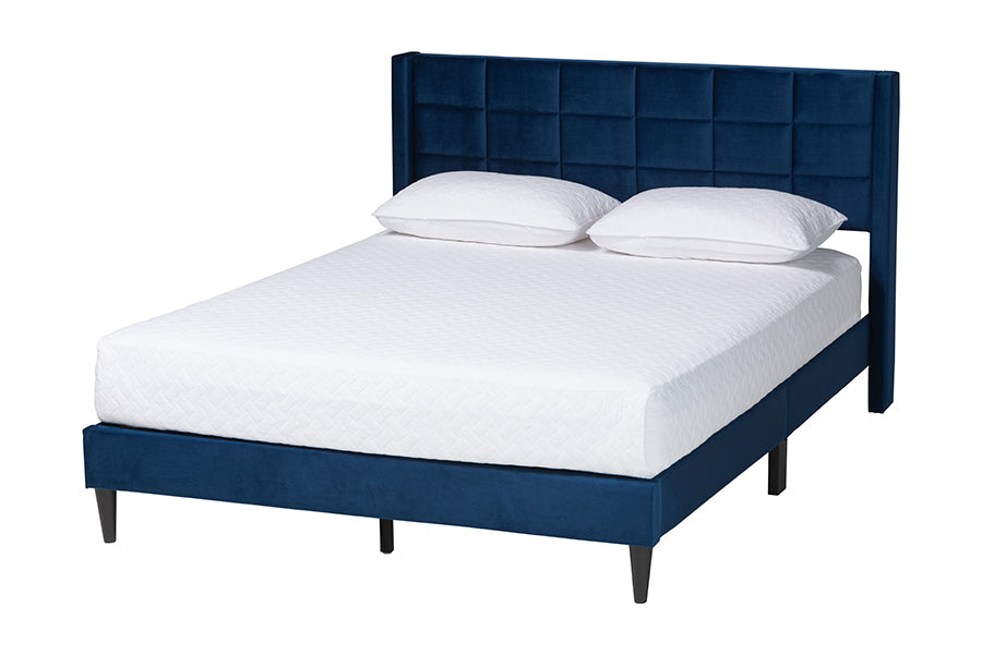 Payne Modern Glam Velvet and Wood Bed