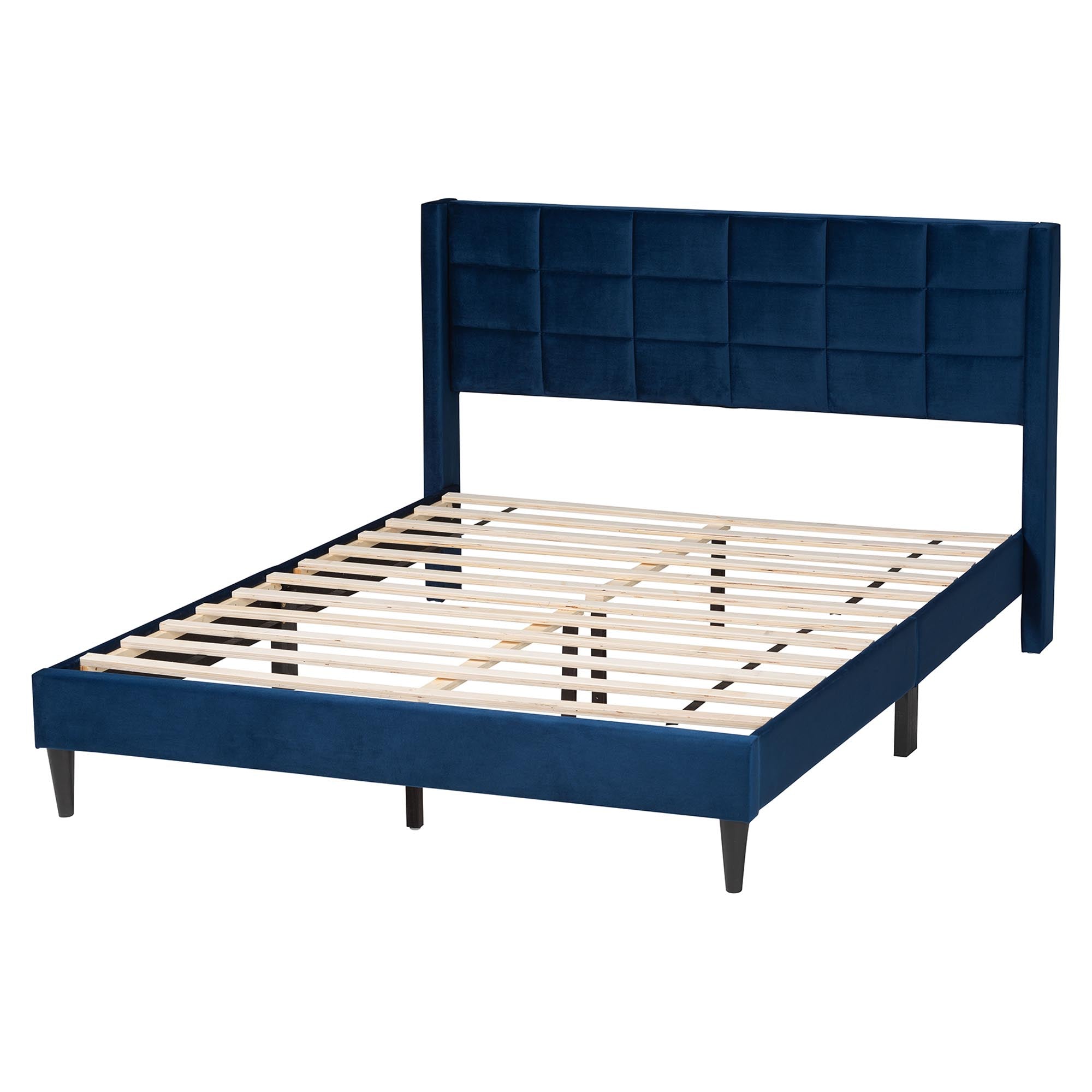 Payne Modern Glam Velvet and Wood Bed