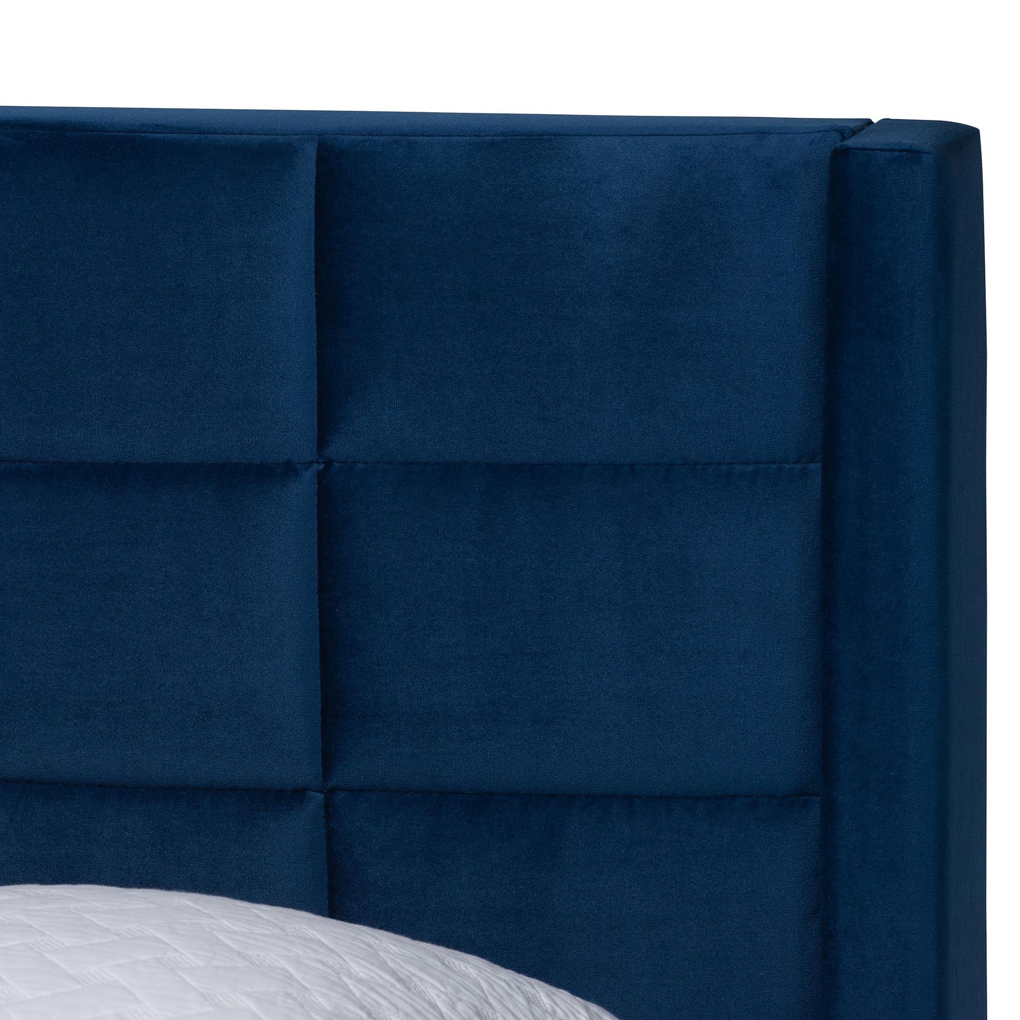 Payne Modern Glam Velvet and Wood Bed