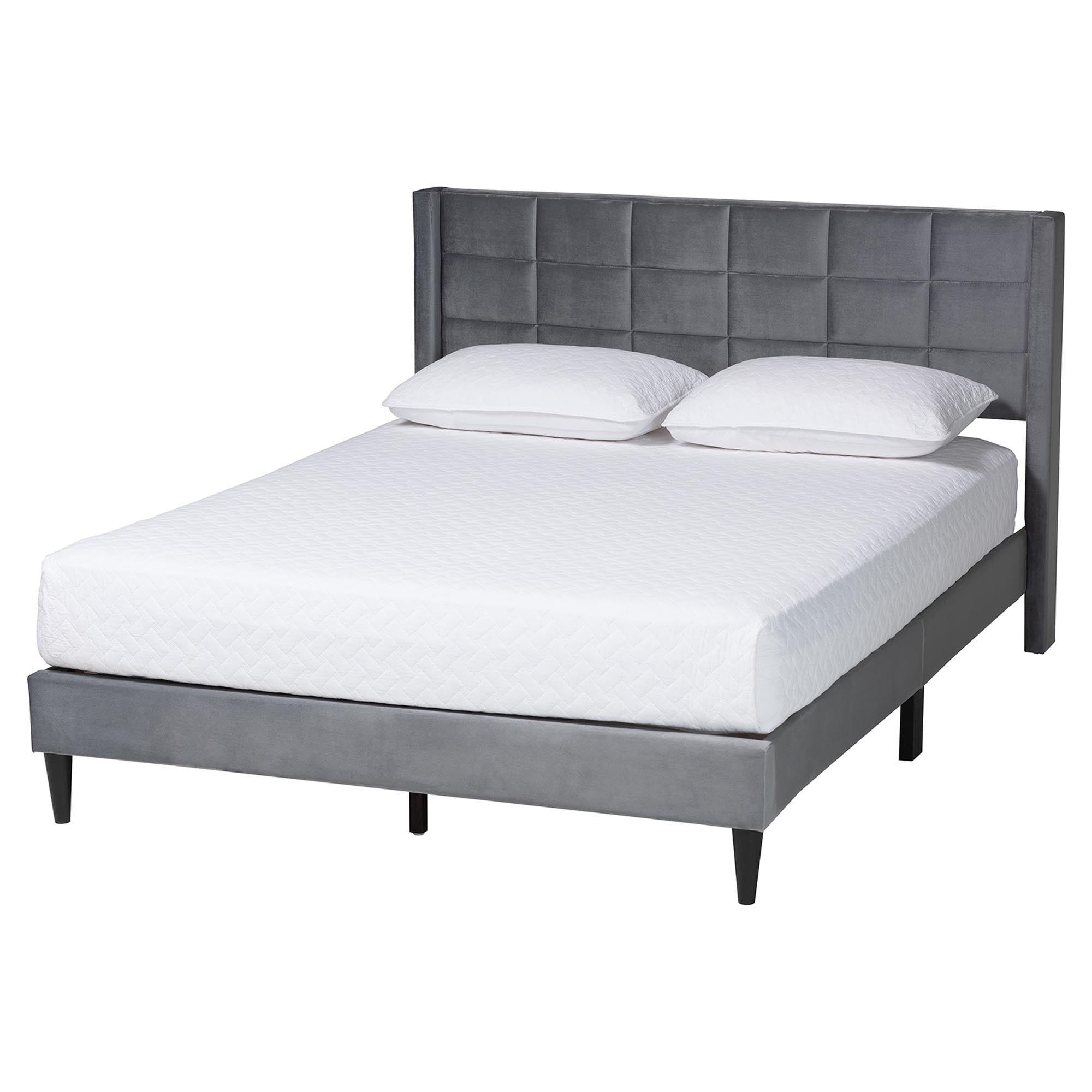 Payne Modern Glam Velvet and Wood Bed