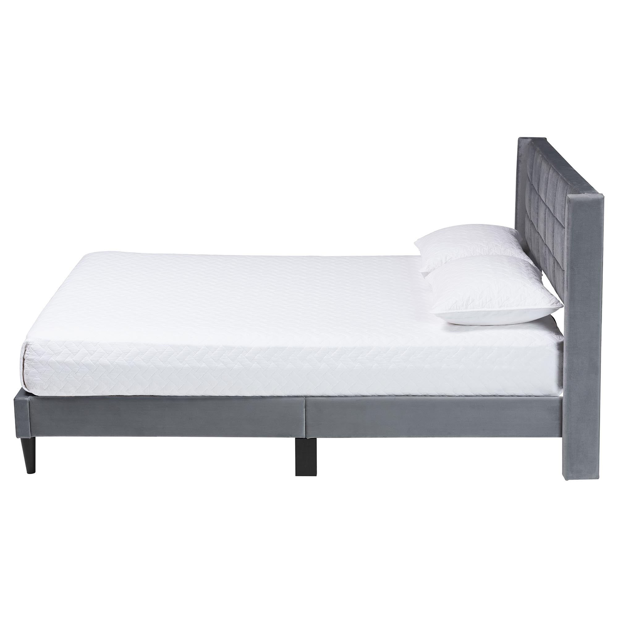Payne Modern Glam Velvet and Wood Bed
