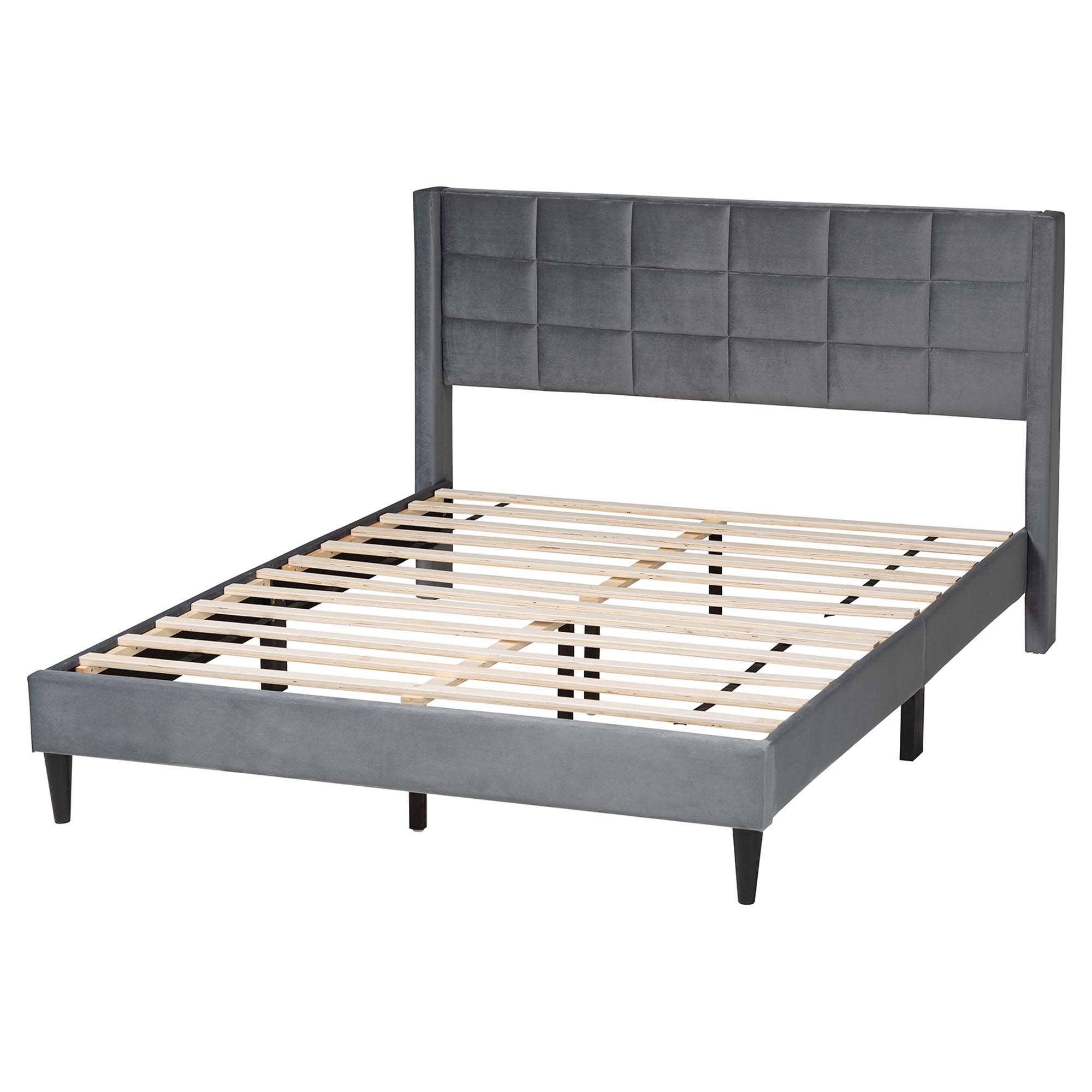 Payne Modern Glam Velvet and Wood Bed