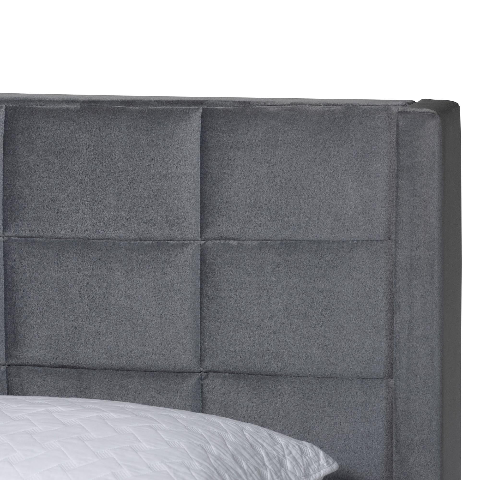 Payne Modern Glam Velvet and Wood Bed