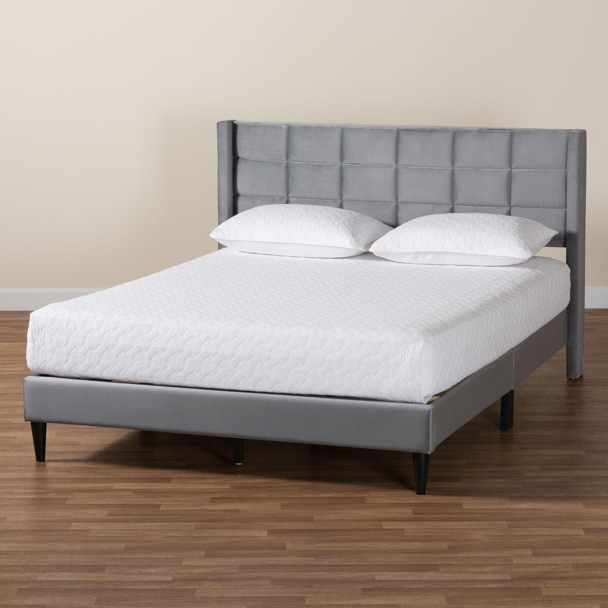 Payne Modern Glam Velvet and Wood Bed