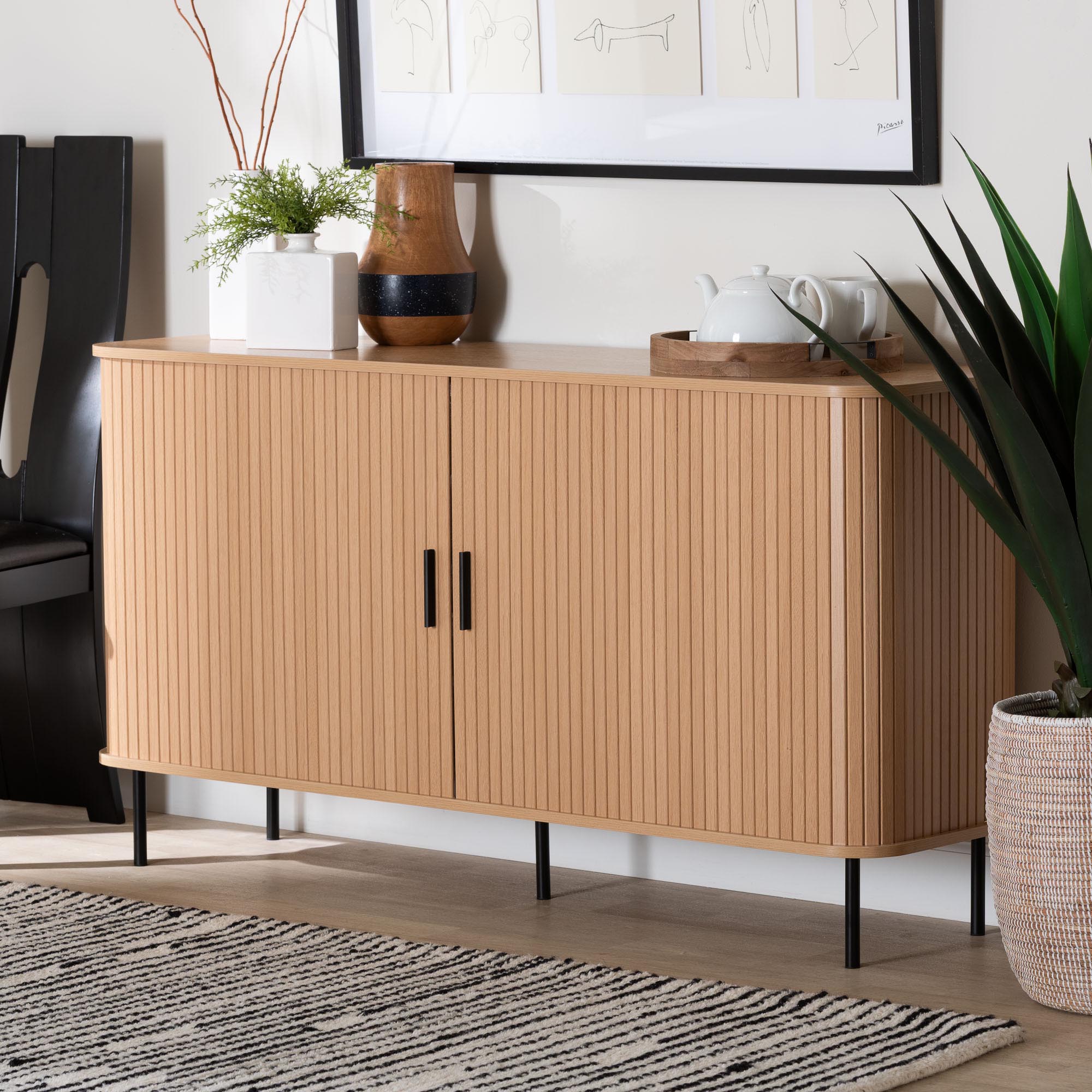 Lucia Fluted Wood Sideboard Mid-Century Modern Buffet