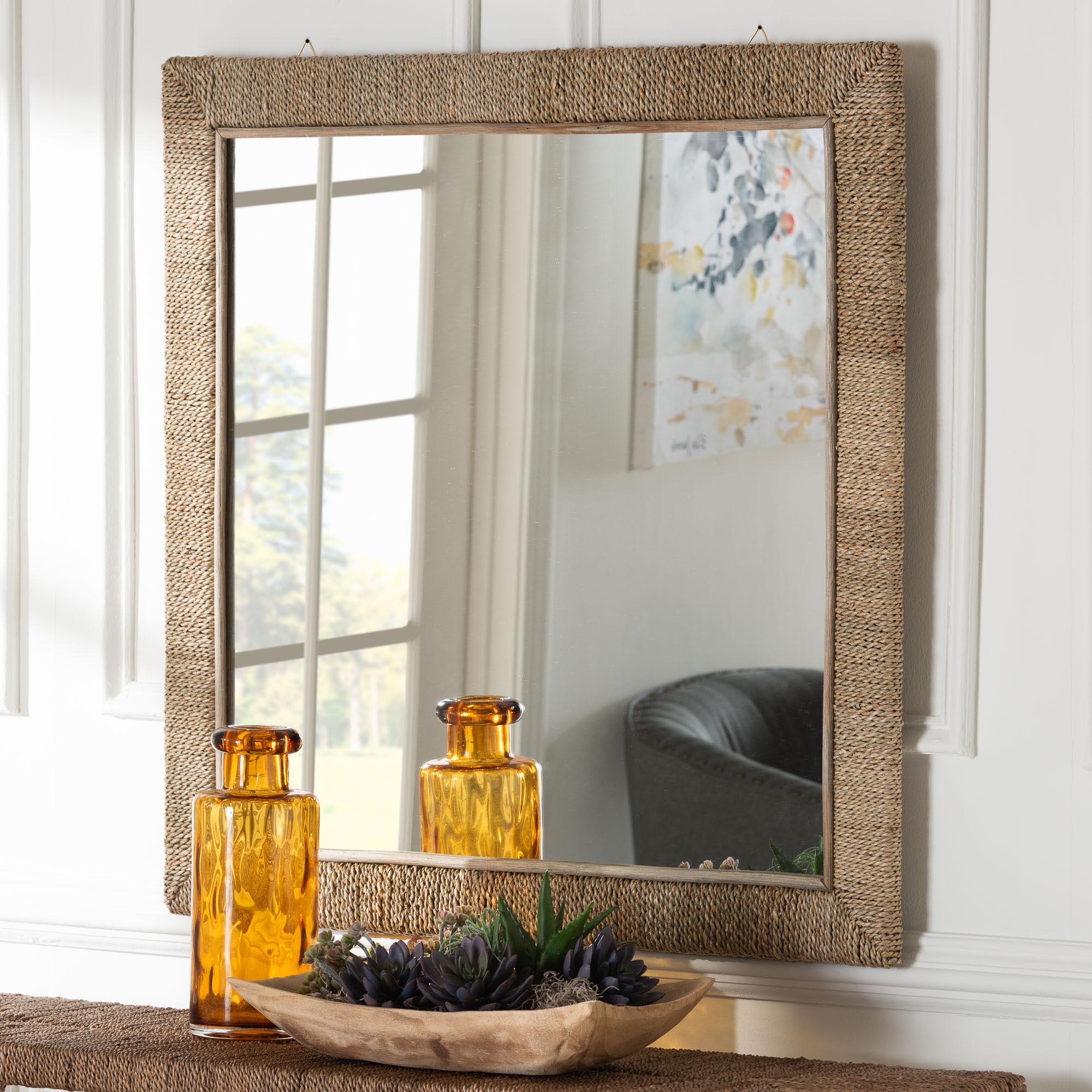 bali & pari Geralyn Japandi Seagrass Square Wall Mirror