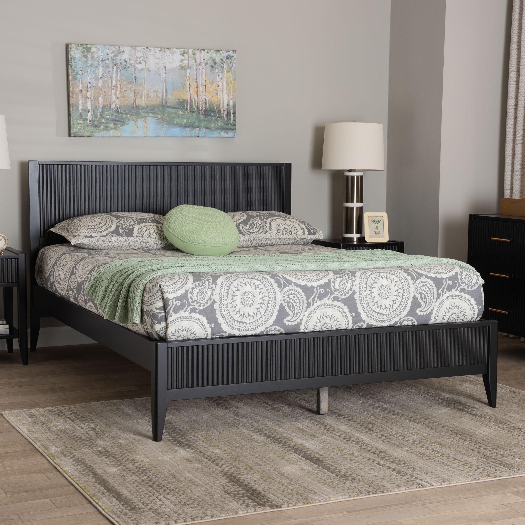 Primrose Mid-Century Fluted Wood Platform Bed