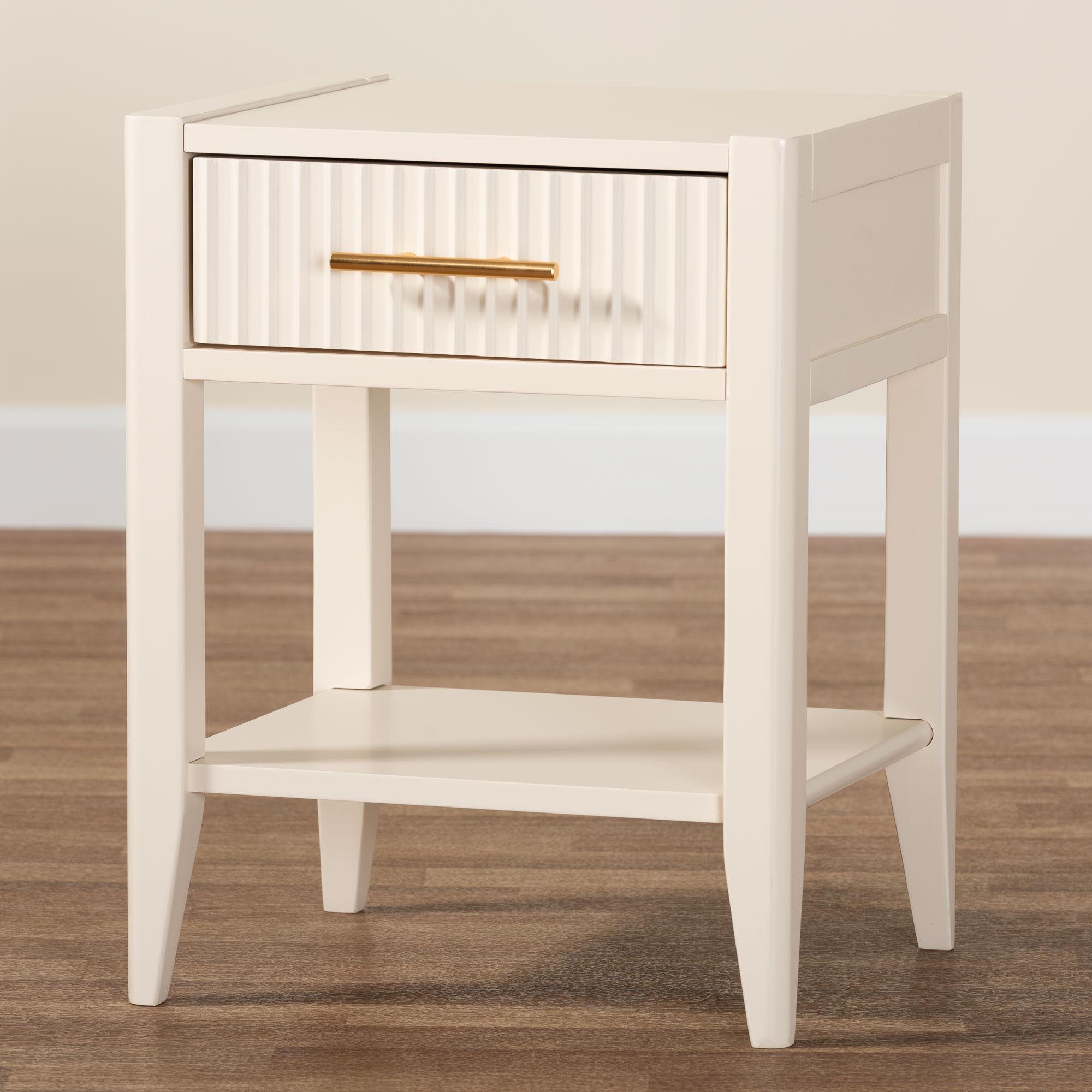 Primrose Mid-Century Fluted Wood 1-Drawer Nightstand