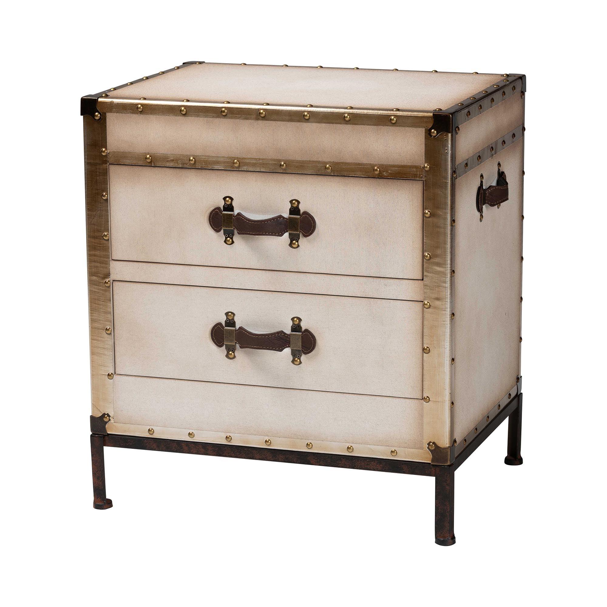 Laura Vintage Canvas 2-Drawer End Table
