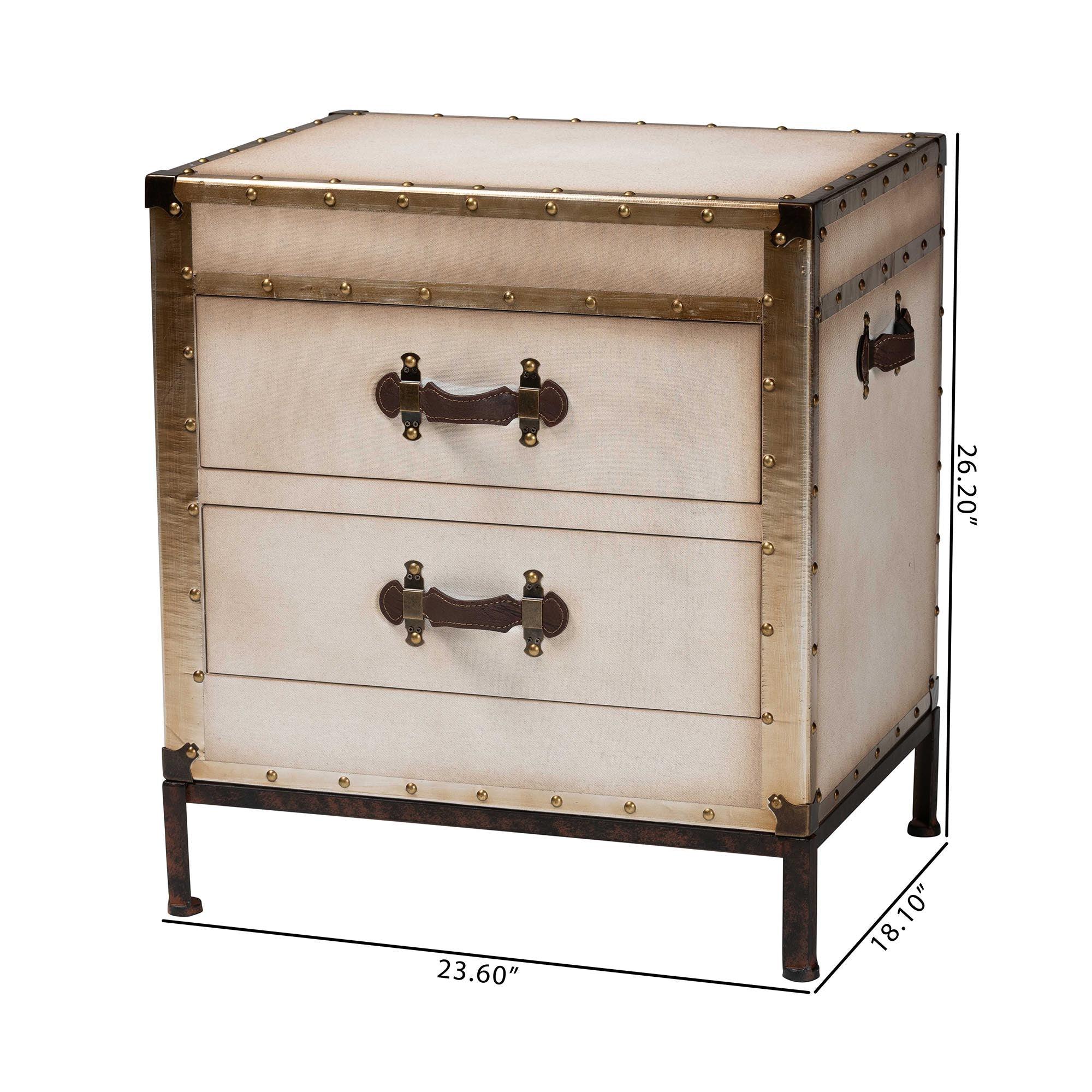 Laura Vintage Canvas 2-Drawer End Table