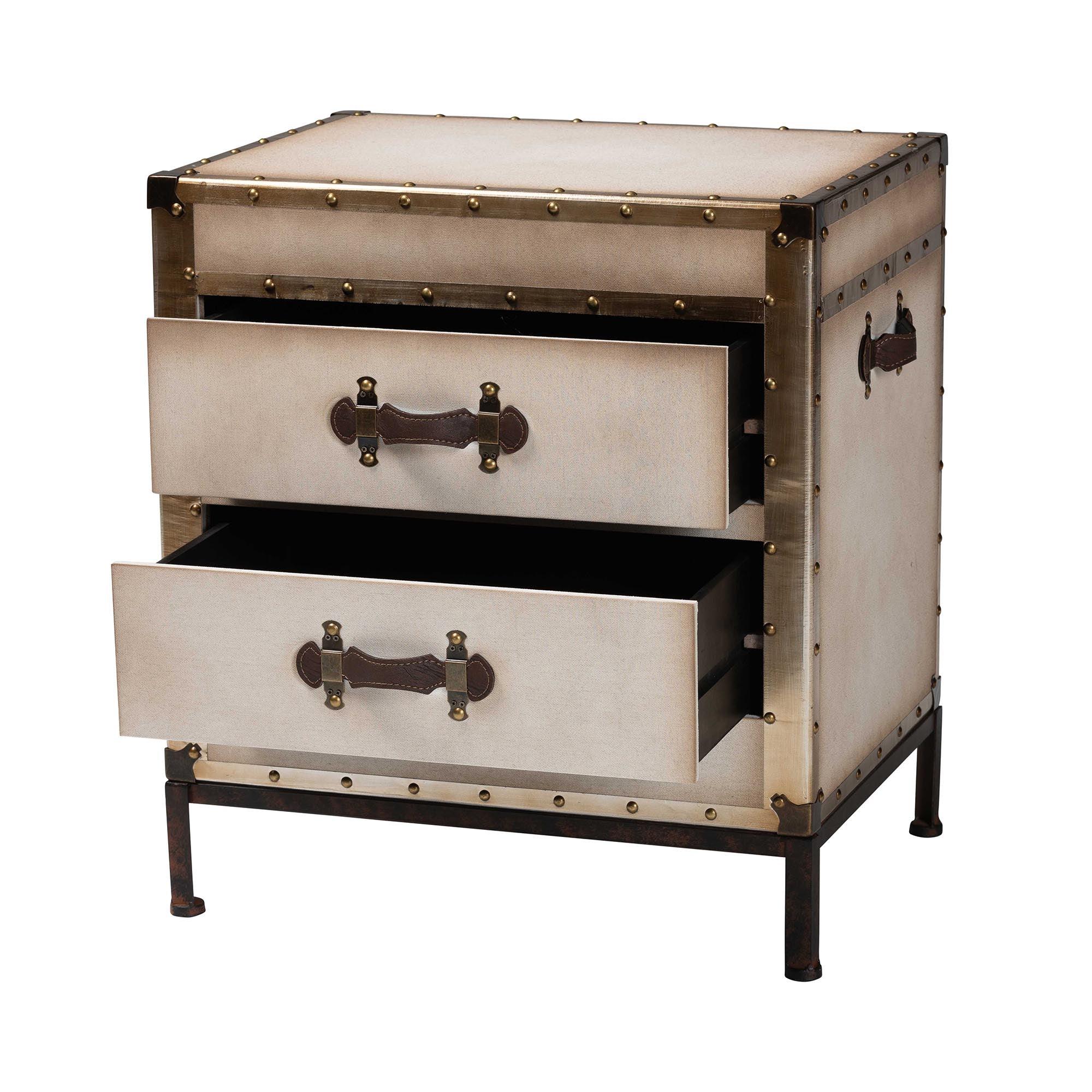 Laura Vintage Canvas 2-Drawer End Table