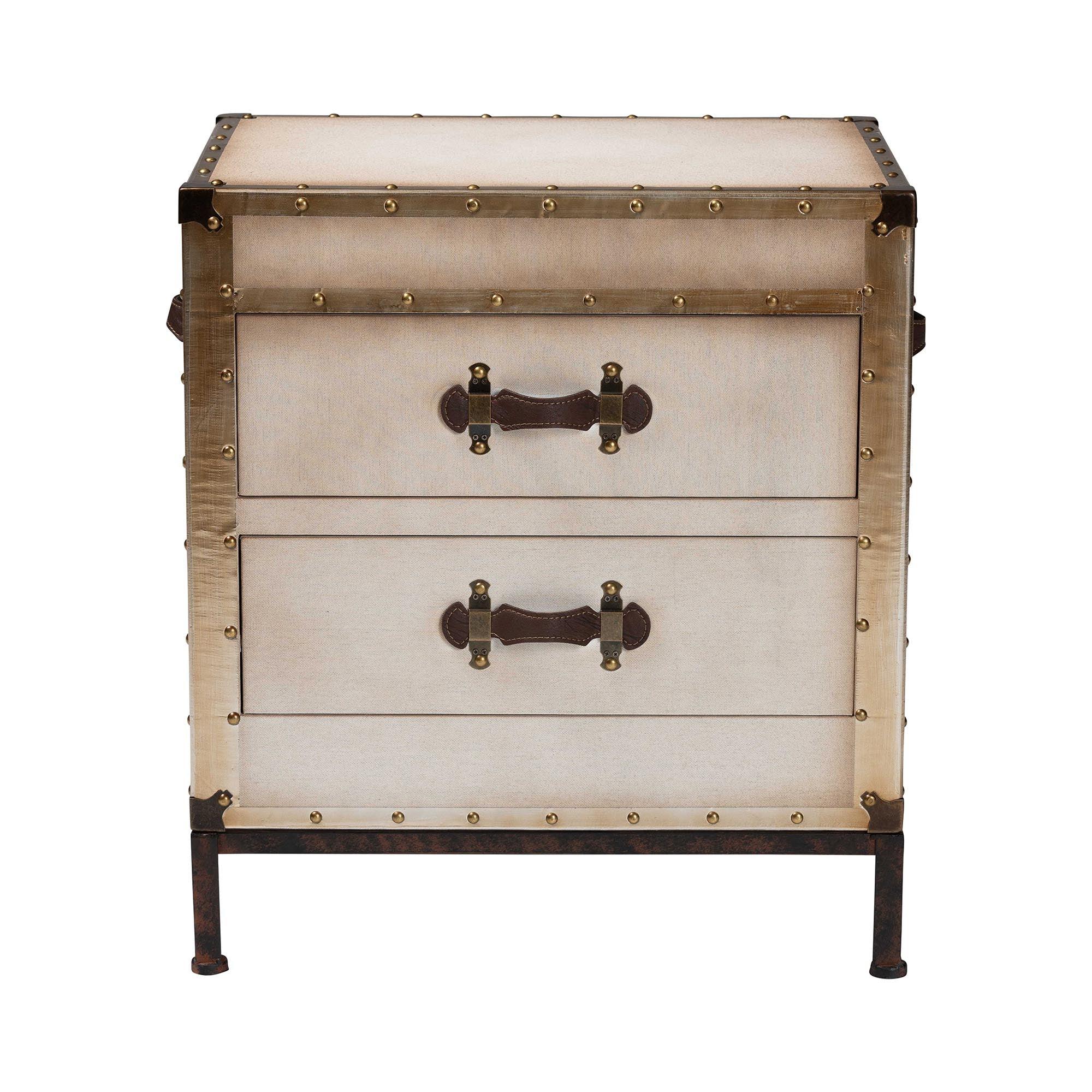 Laura Vintage Canvas 2-Drawer End Table