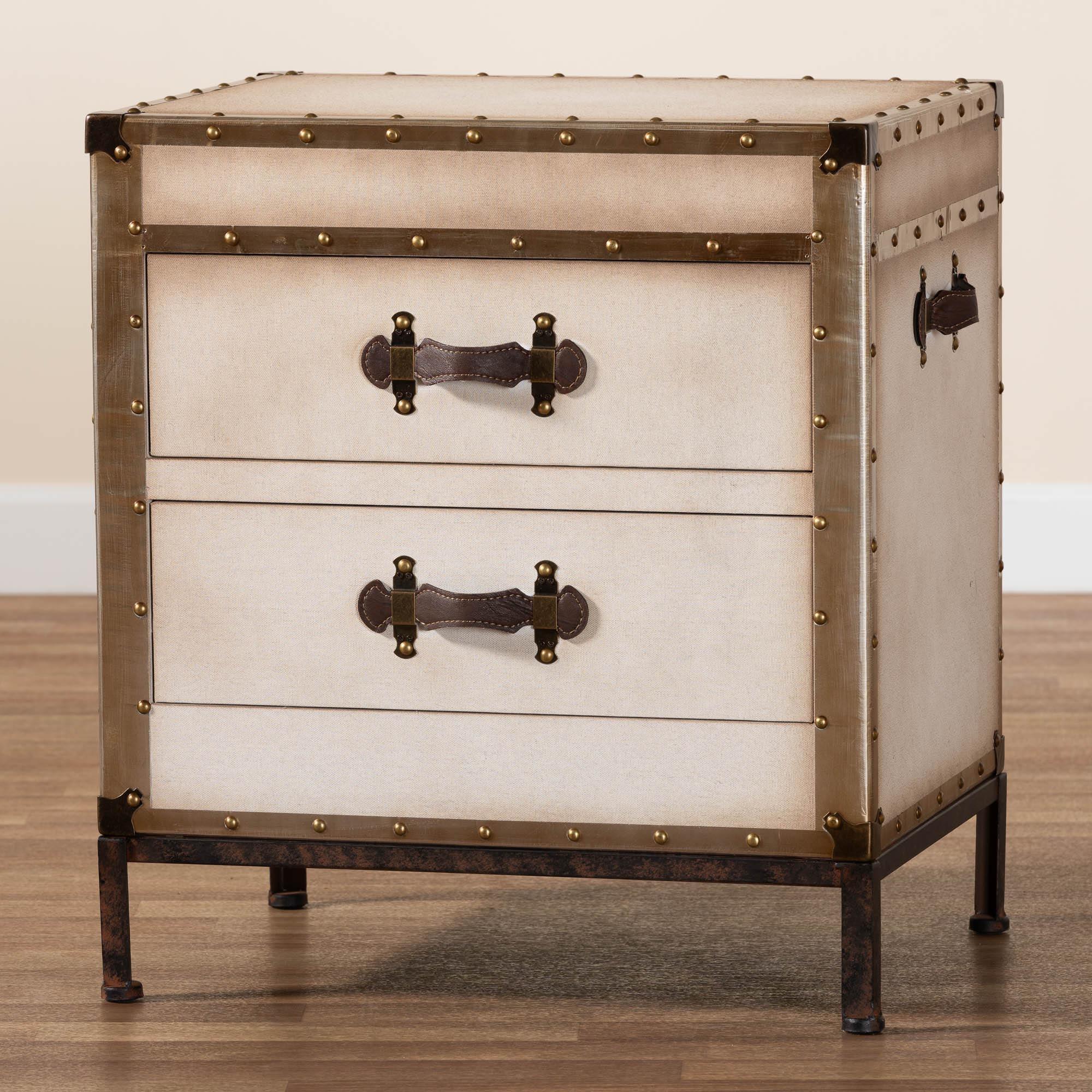 Laura Vintage Canvas 2-Drawer End Table