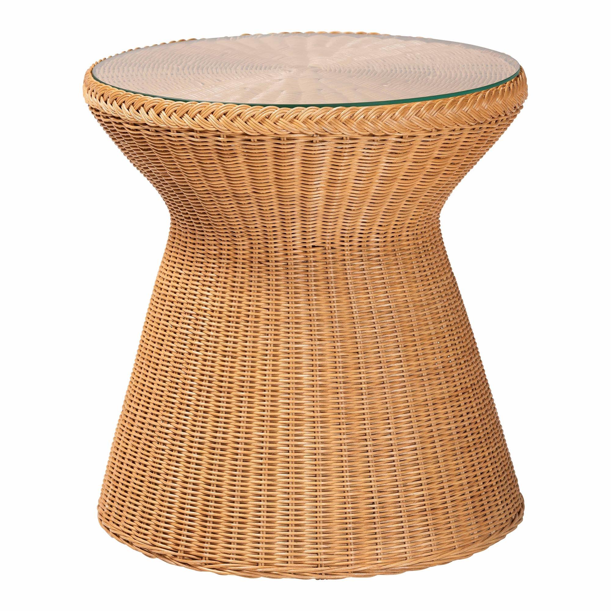 Bali & Pari Nina Bohemian Light Honey Braided Rattan End Table