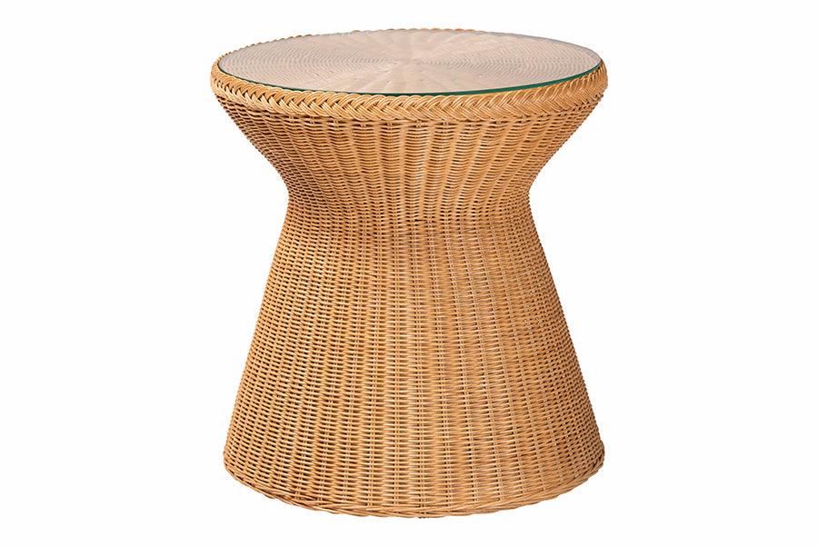 Bali & Pari Nina Bohemian Light Honey Braided Rattan End Table