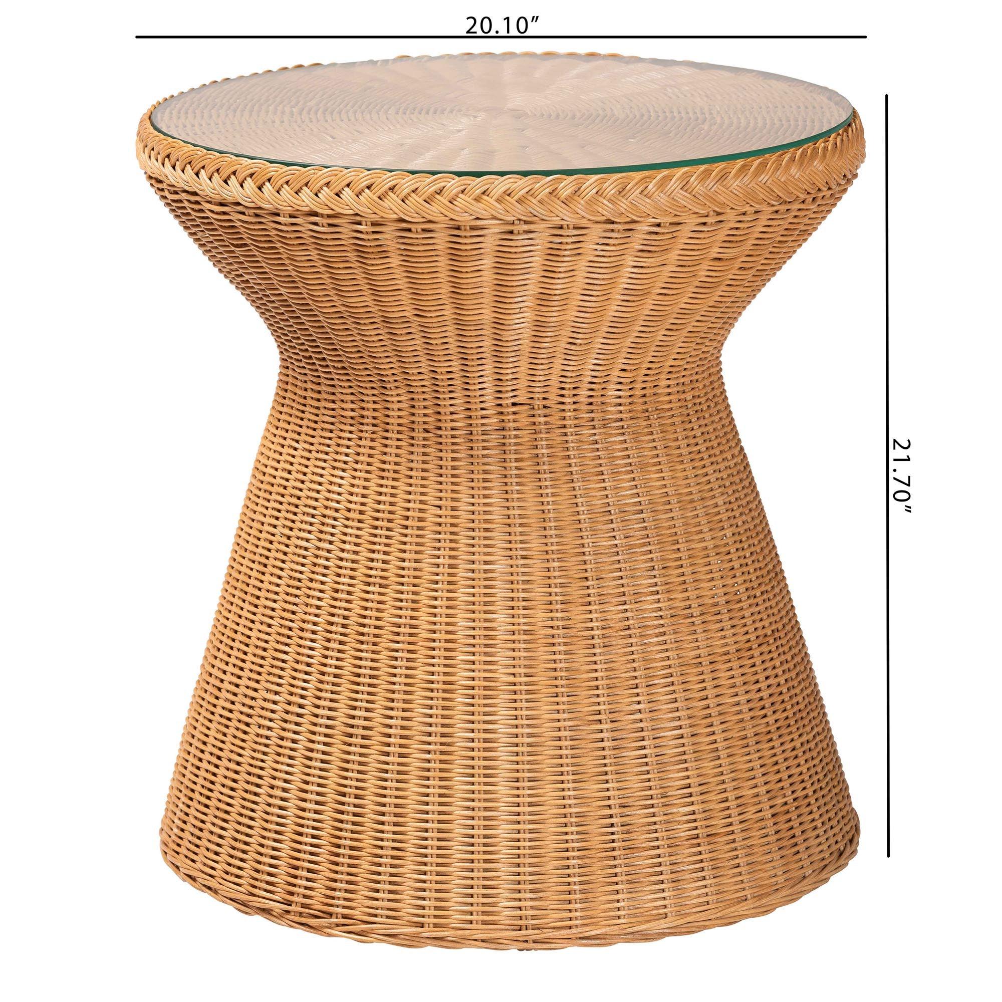 Bali & Pari Nina Bohemian Light Honey Braided Rattan End Table
