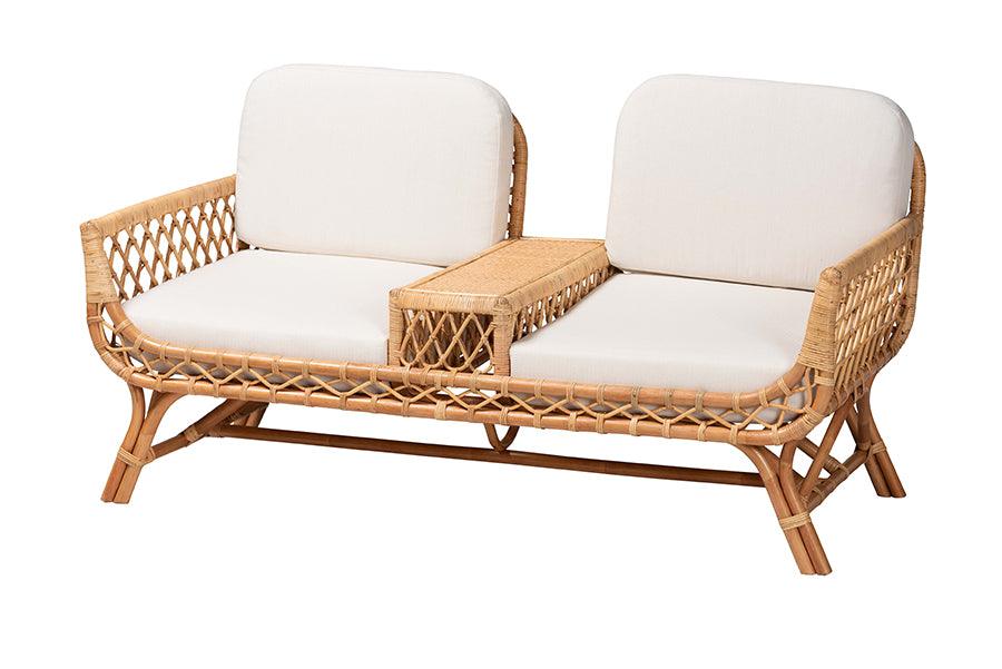 Bali & Pari Pakis Bohemian Light Honey Rattan Tete-a-Tete Sofa