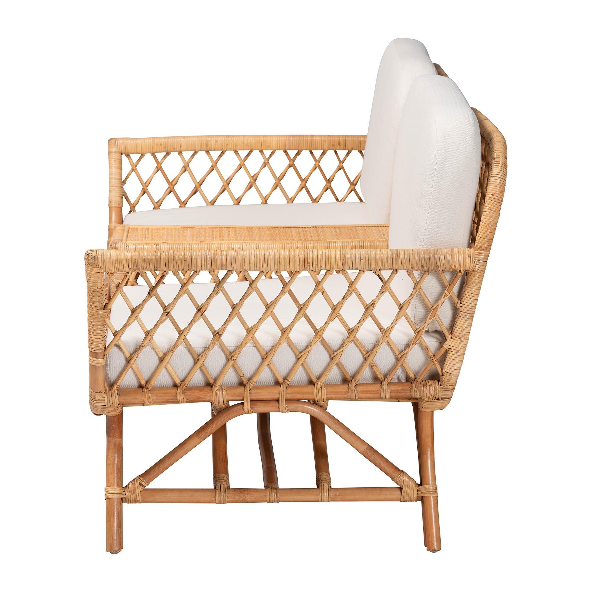 Bali & Pari Pakis Bohemian Light Honey Rattan Tete-a-Tete Sofa