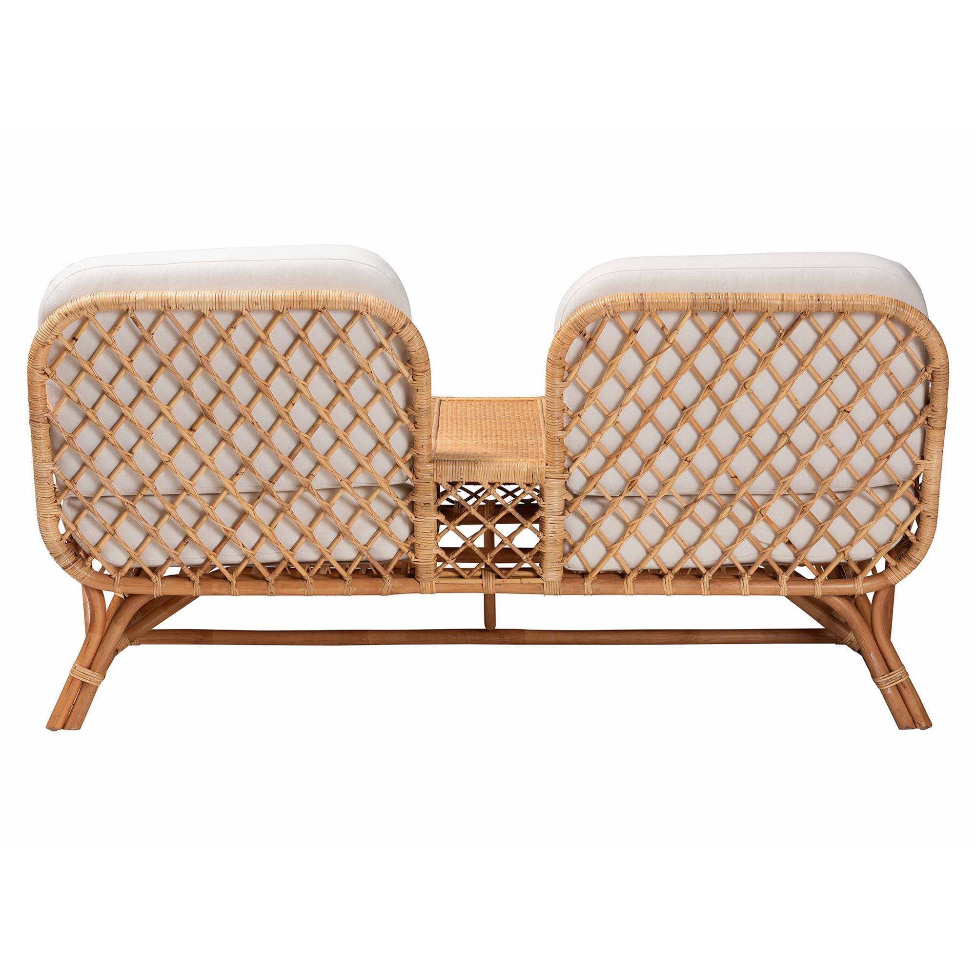 Bali & Pari Pakis Bohemian Light Honey Rattan Tete-a-Tete Sofa