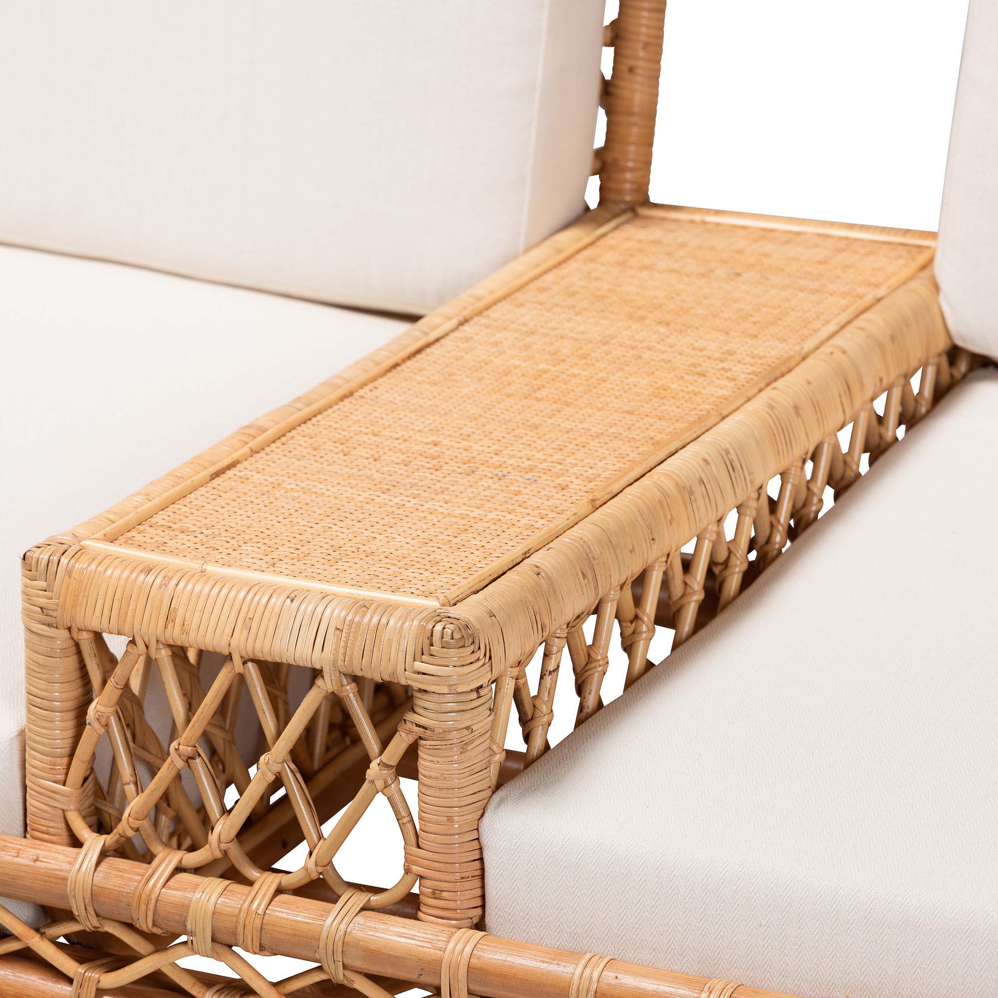 Bali & Pari Pakis Bohemian Light Honey Rattan Tete-a-Tete Sofa