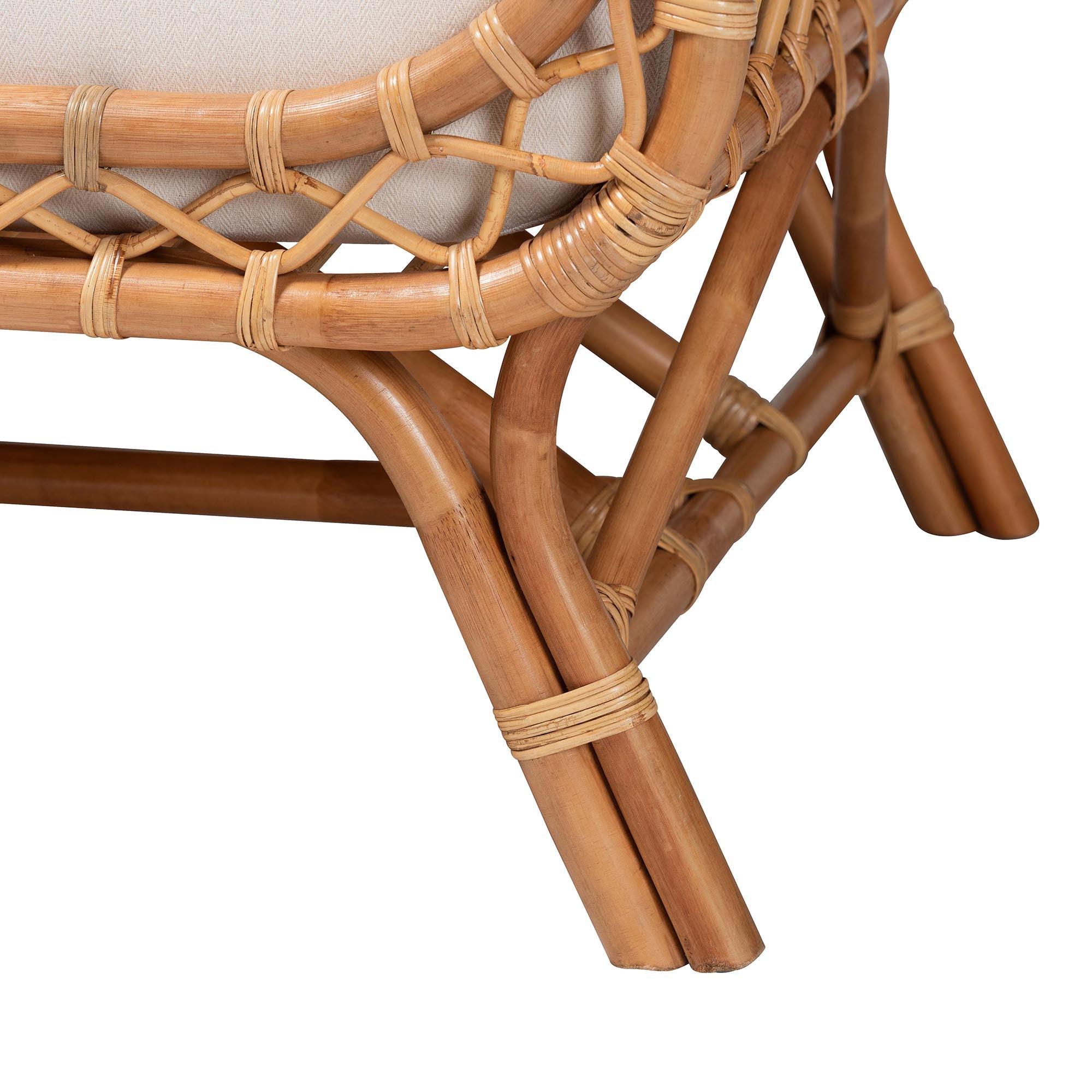 Bali & Pari Pakis Bohemian Light Honey Rattan Tete-a-Tete Sofa