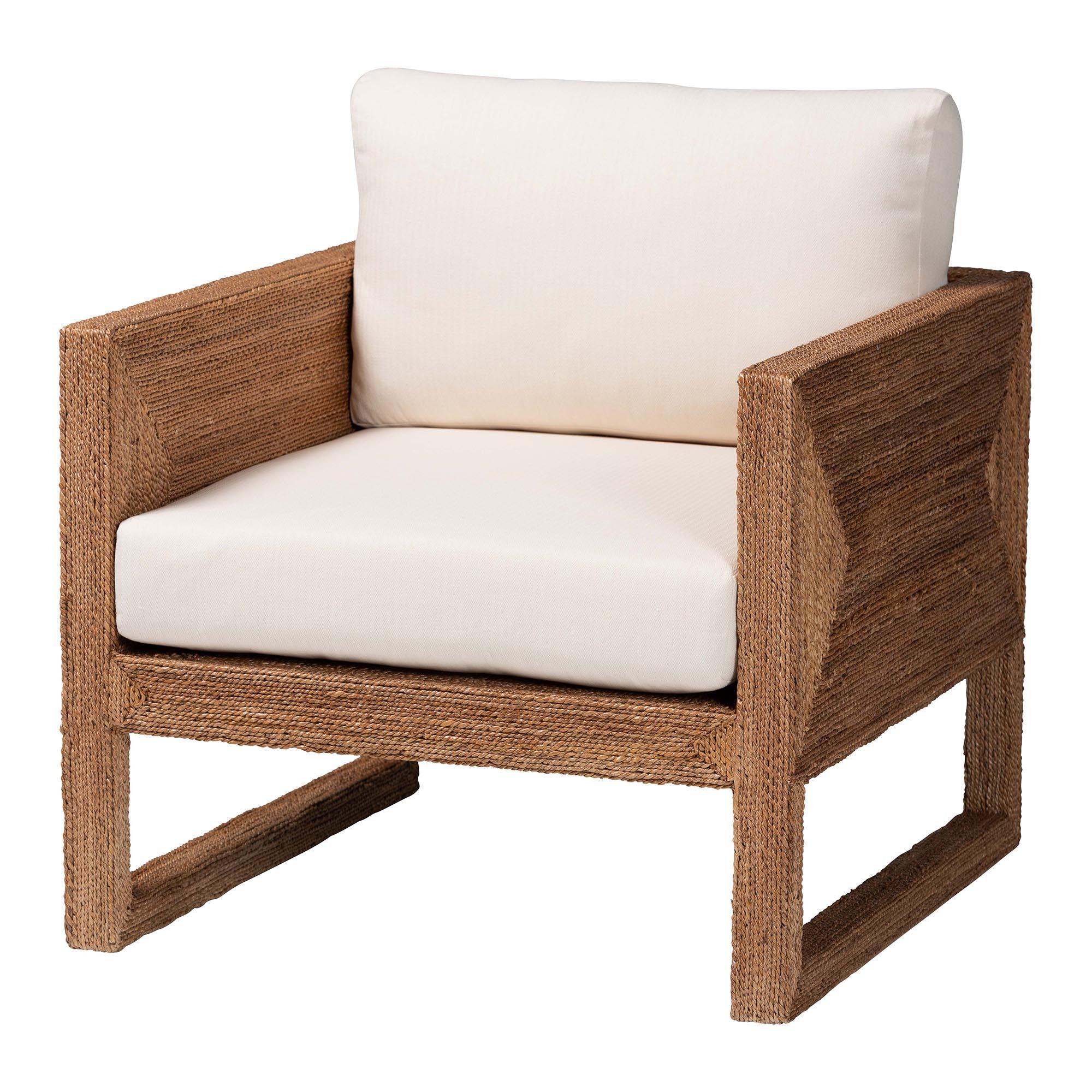 Bali & Pari Helina Bohemian Bleached Seagrass and Acacia Wood Arm Chair