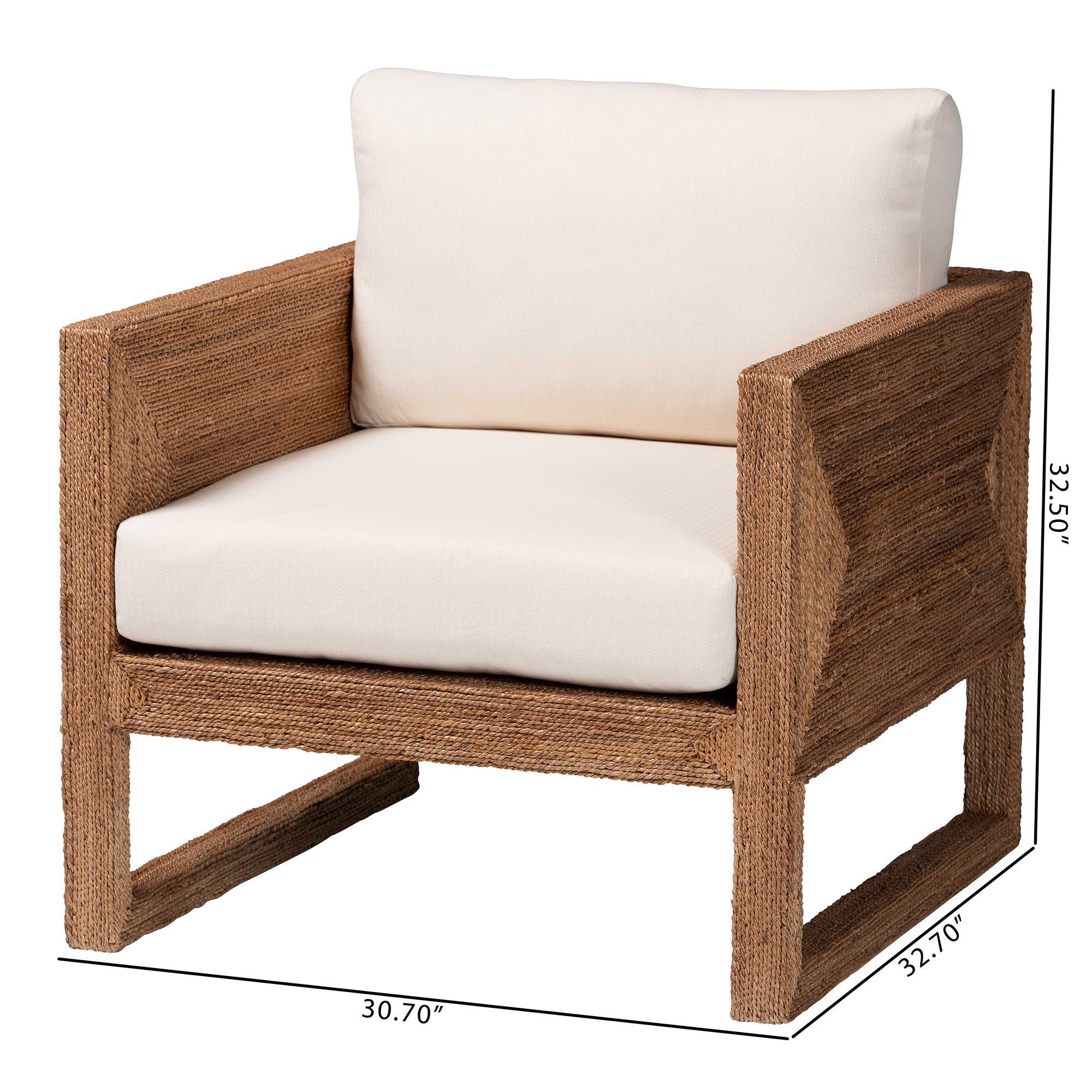 Bali & Pari Helina Bohemian Bleached Seagrass and Acacia Wood Arm Chair