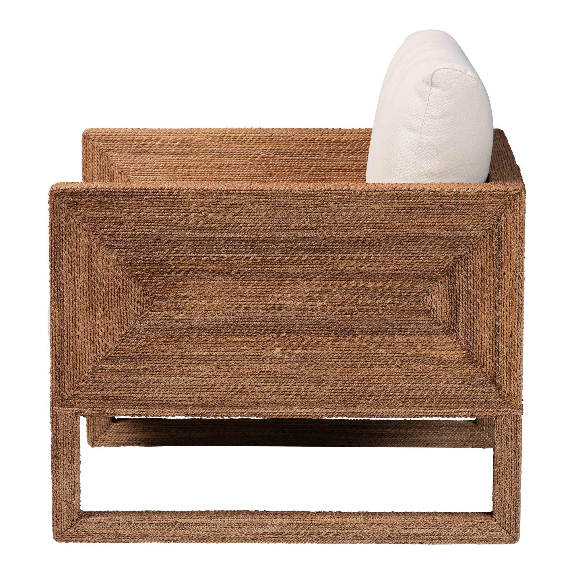 Bali & Pari Helina Bohemian Bleached Seagrass and Acacia Wood Arm Chair