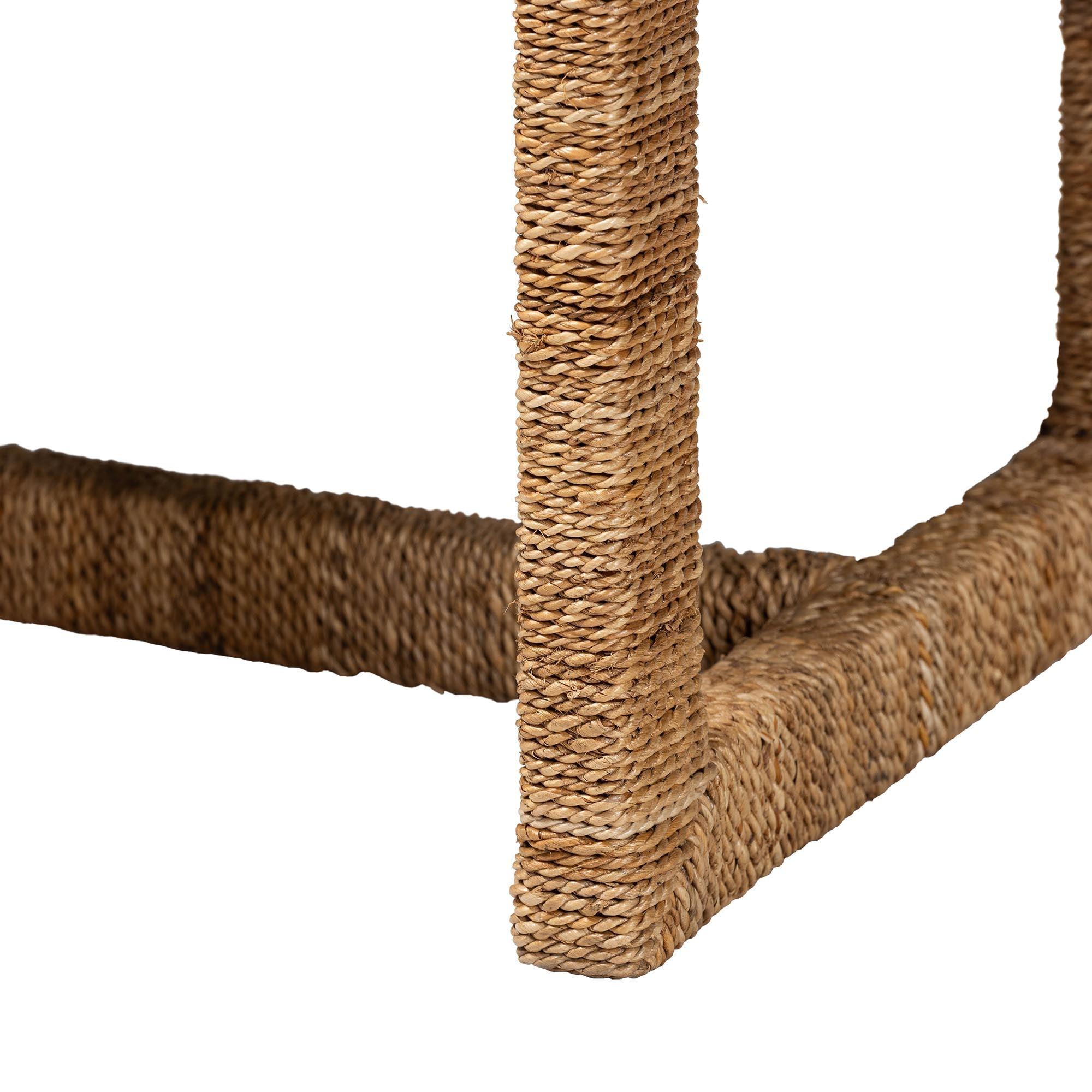 Bali & Pari Cipally Bohemian Seagrass and Mahogany Wood Accent Bench