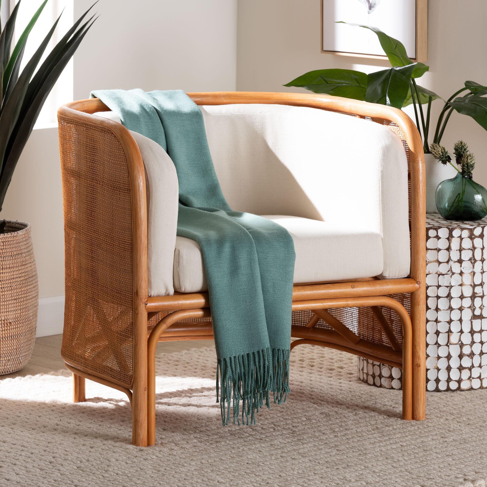 Bali & Pari Bandung Bohemian Light Honey Rattan Accent Chair
