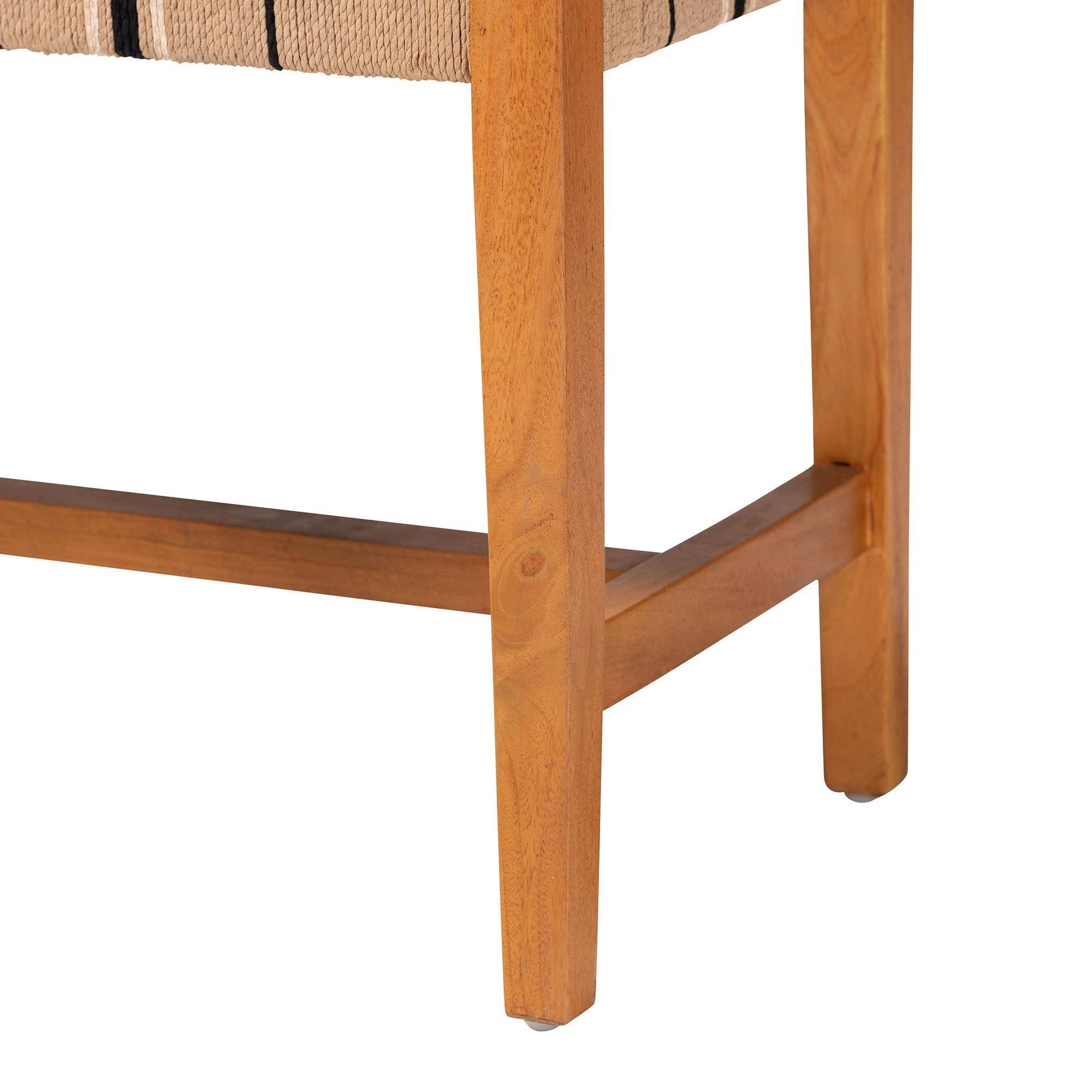 Bali & Pari Prita Bohemian Paper Loom and Mahogany Wood Dining Bench