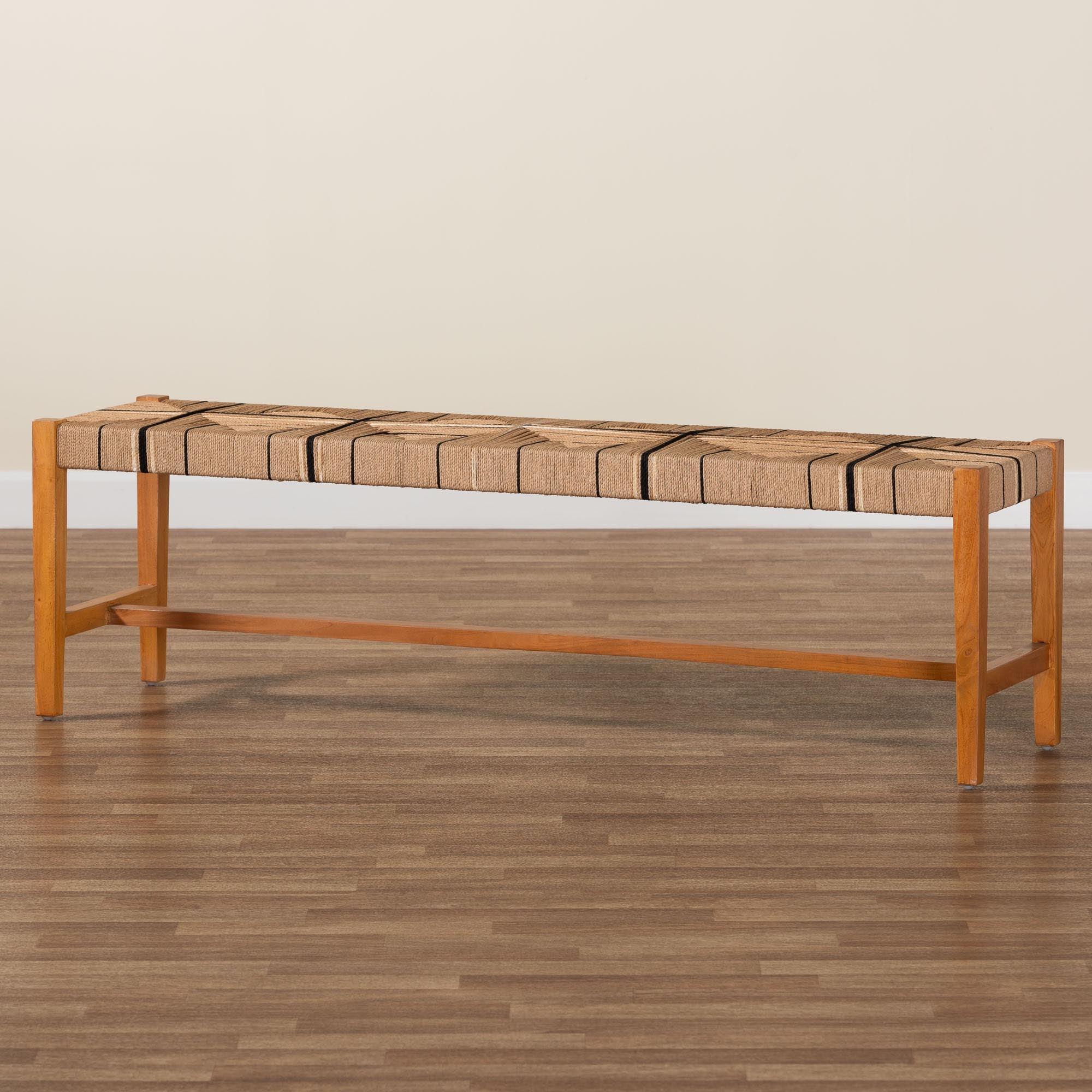 bali & pari Prita Bohemian Paper Loom and Mahogany Wood Dining Bench