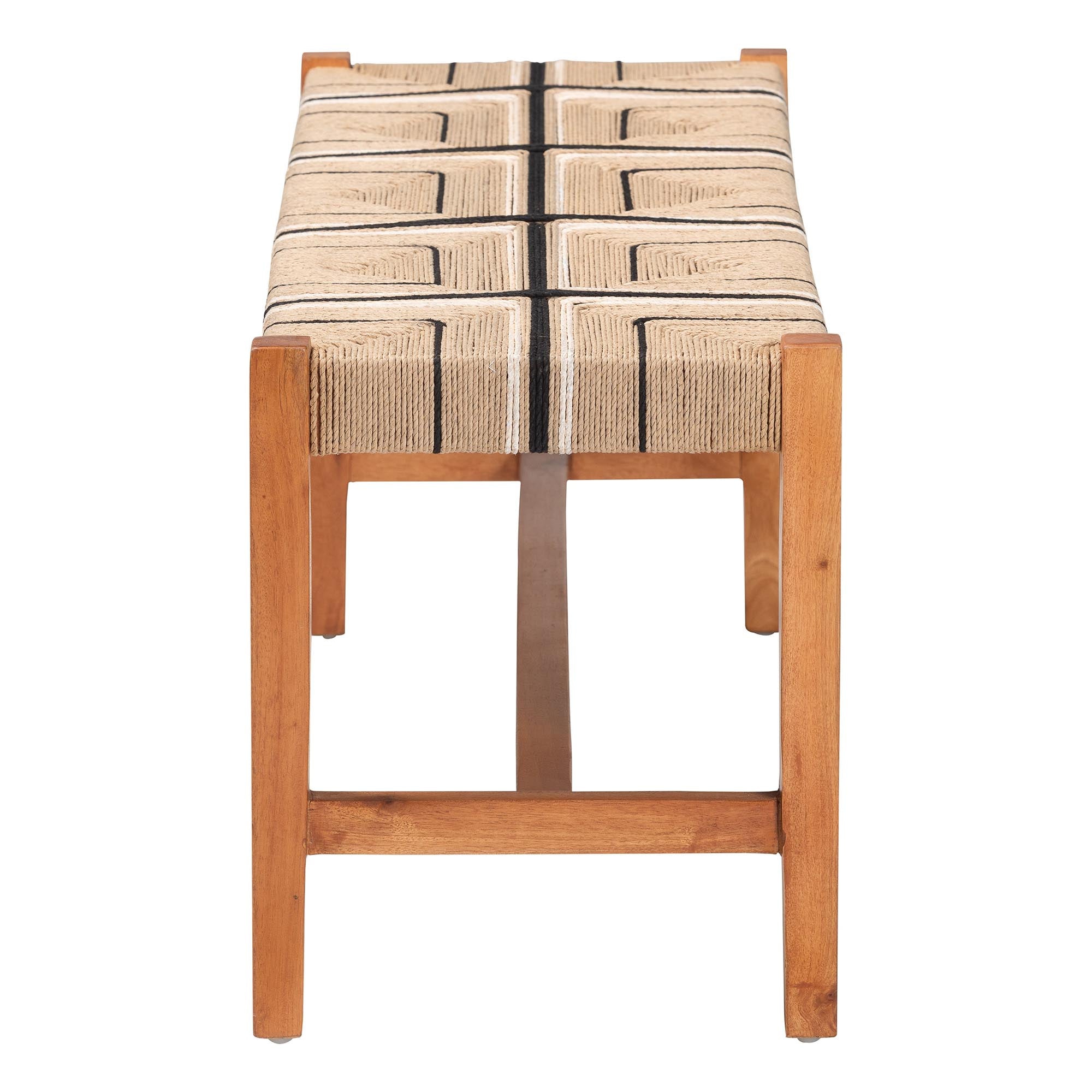 Bali & Pari Prita Bohemian Paper Loom and Mahogany Wood Dining Bench