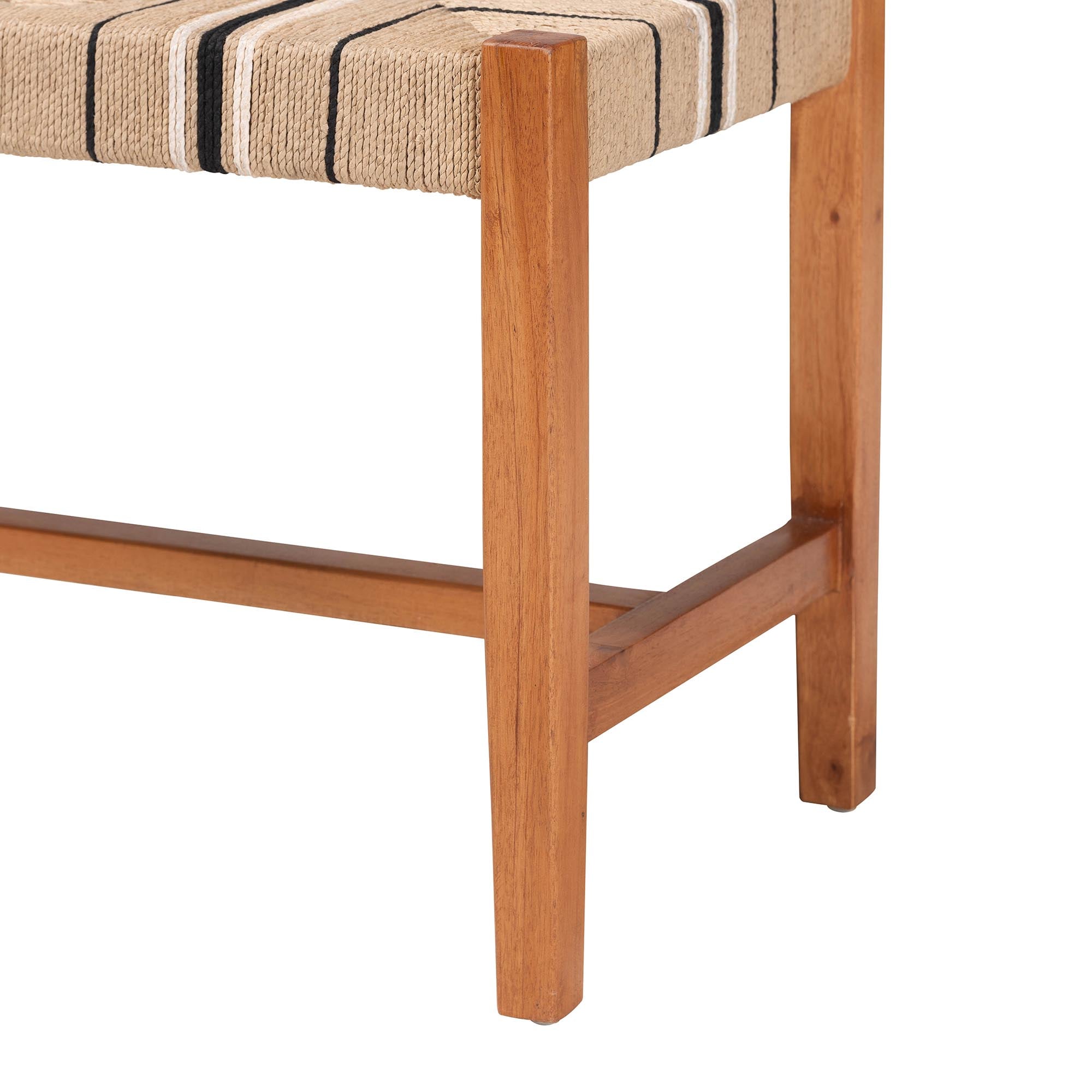 Bali & Pari Prita Bohemian Paper Loom and Mahogany Wood Dining Bench