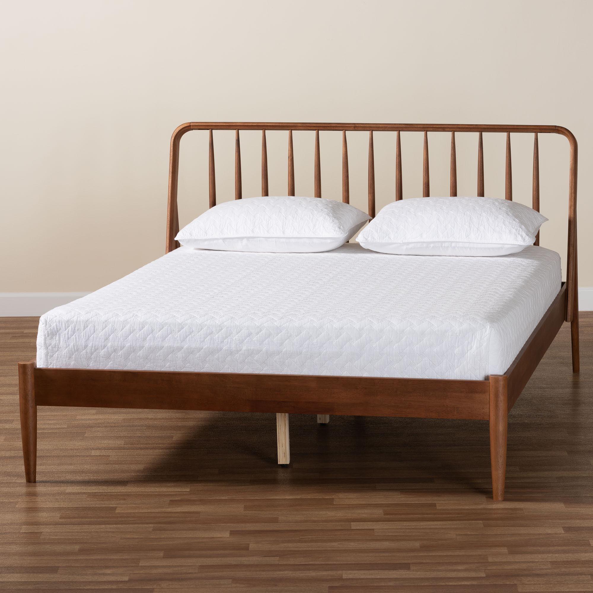 Maeron Mid-Century Modern Platform Bed with Spindle Headboard