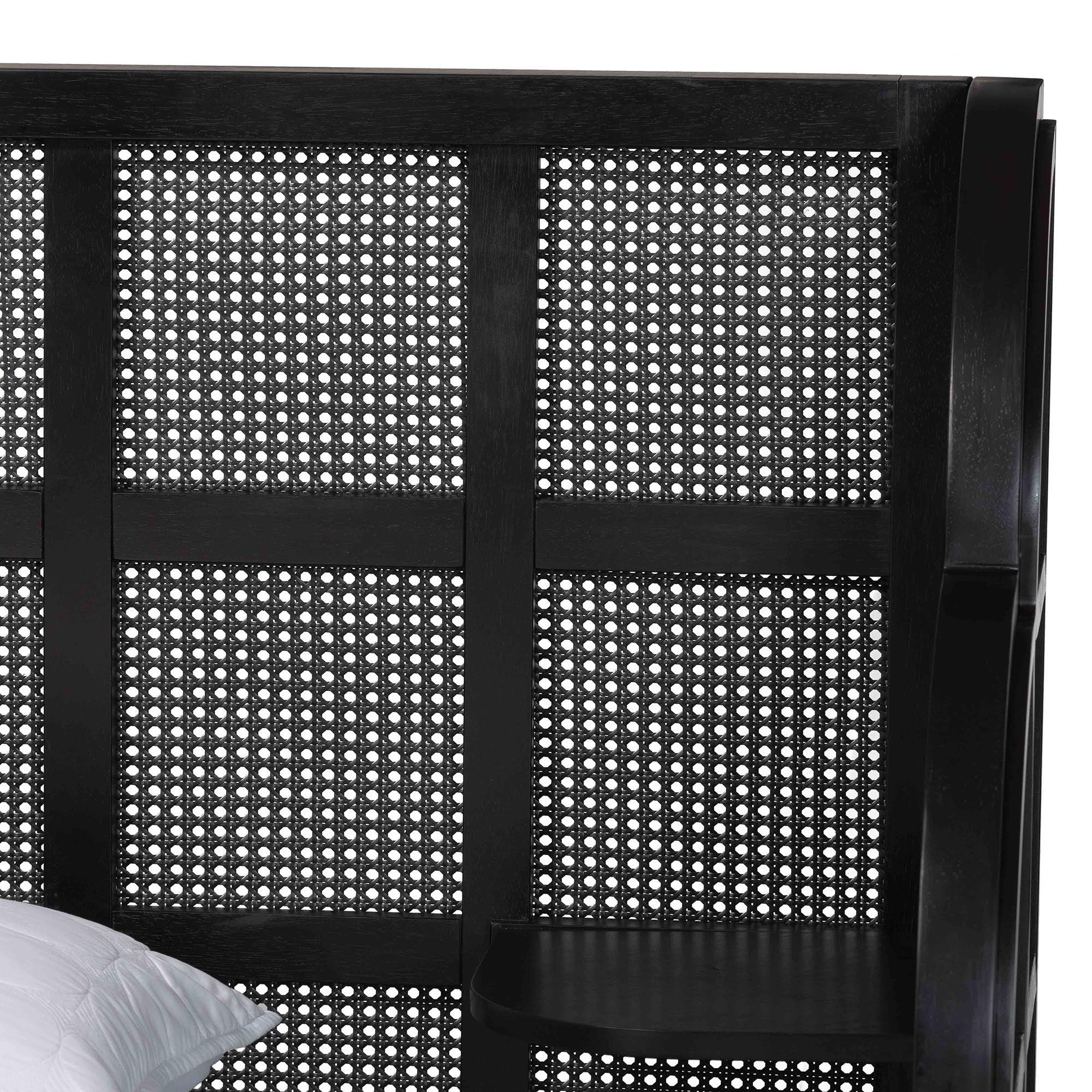 Cascadia Mid-Century Modern Ebony Wood Wingback Platform Bed