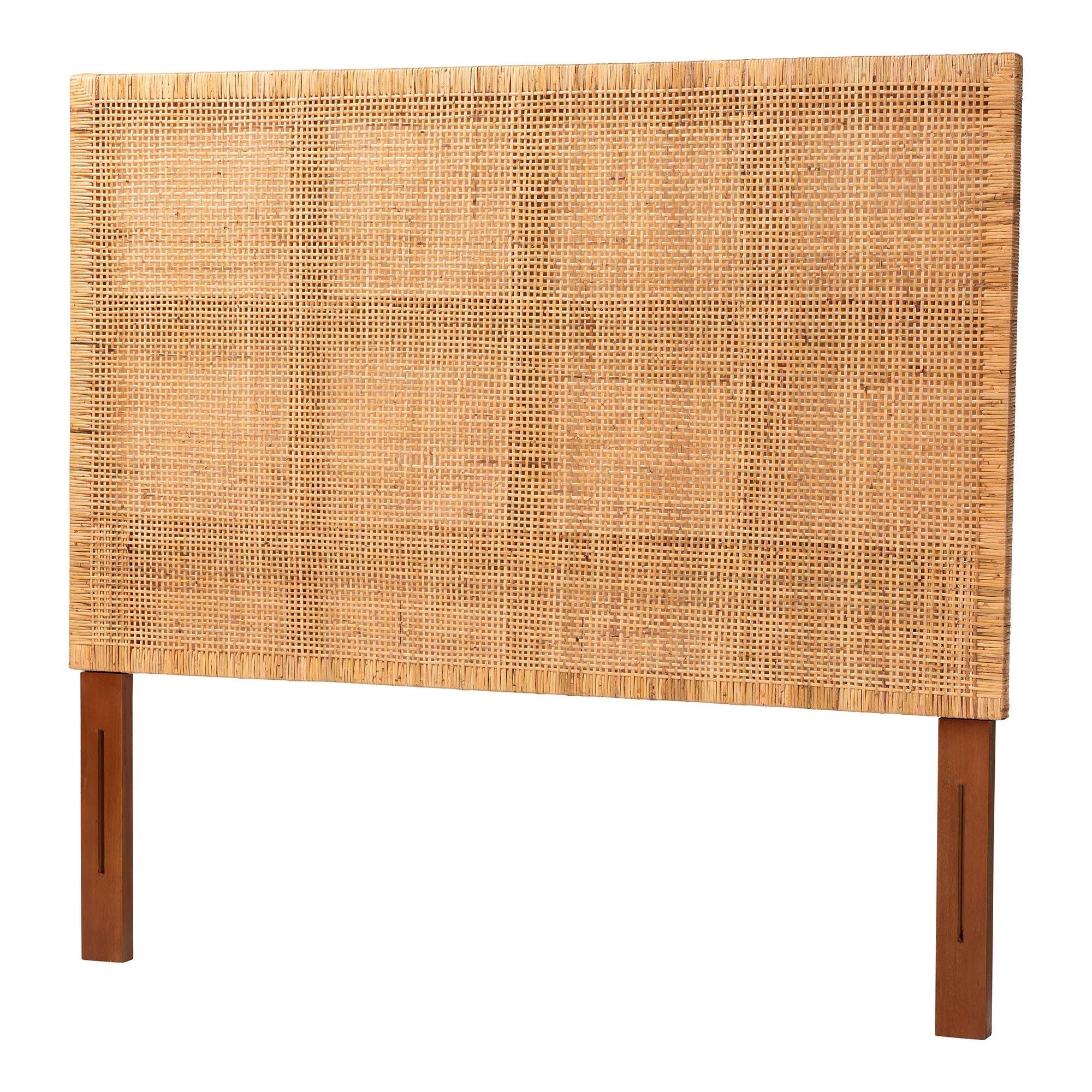 Bali & Pari Lesia Bohemian Rattan and Mahogany Wood Headboard