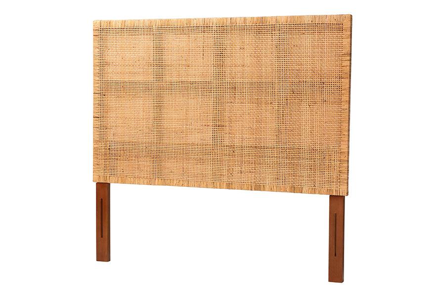 Bali & Pari Lesia Bohemian Rattan and Mahogany Wood Headboard