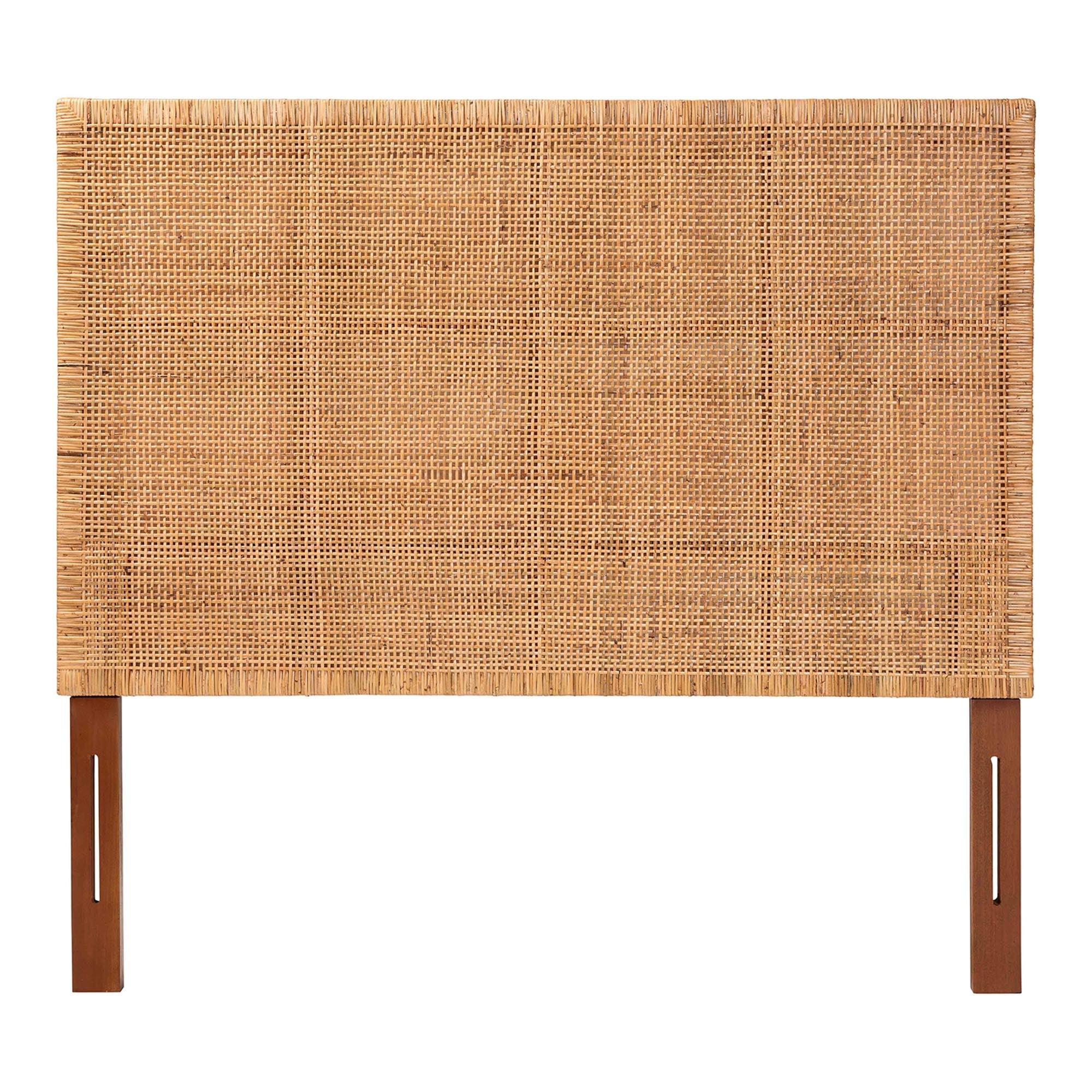 Bali & Pari Lesia Bohemian Rattan and Mahogany Wood Headboard
