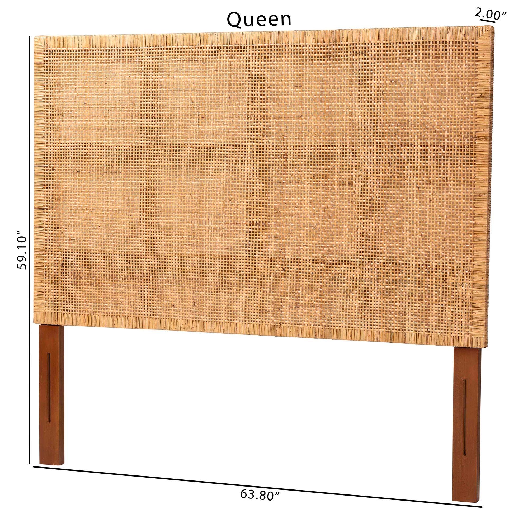 Bali & Pari Lesia Bohemian Rattan and Mahogany Wood Headboard